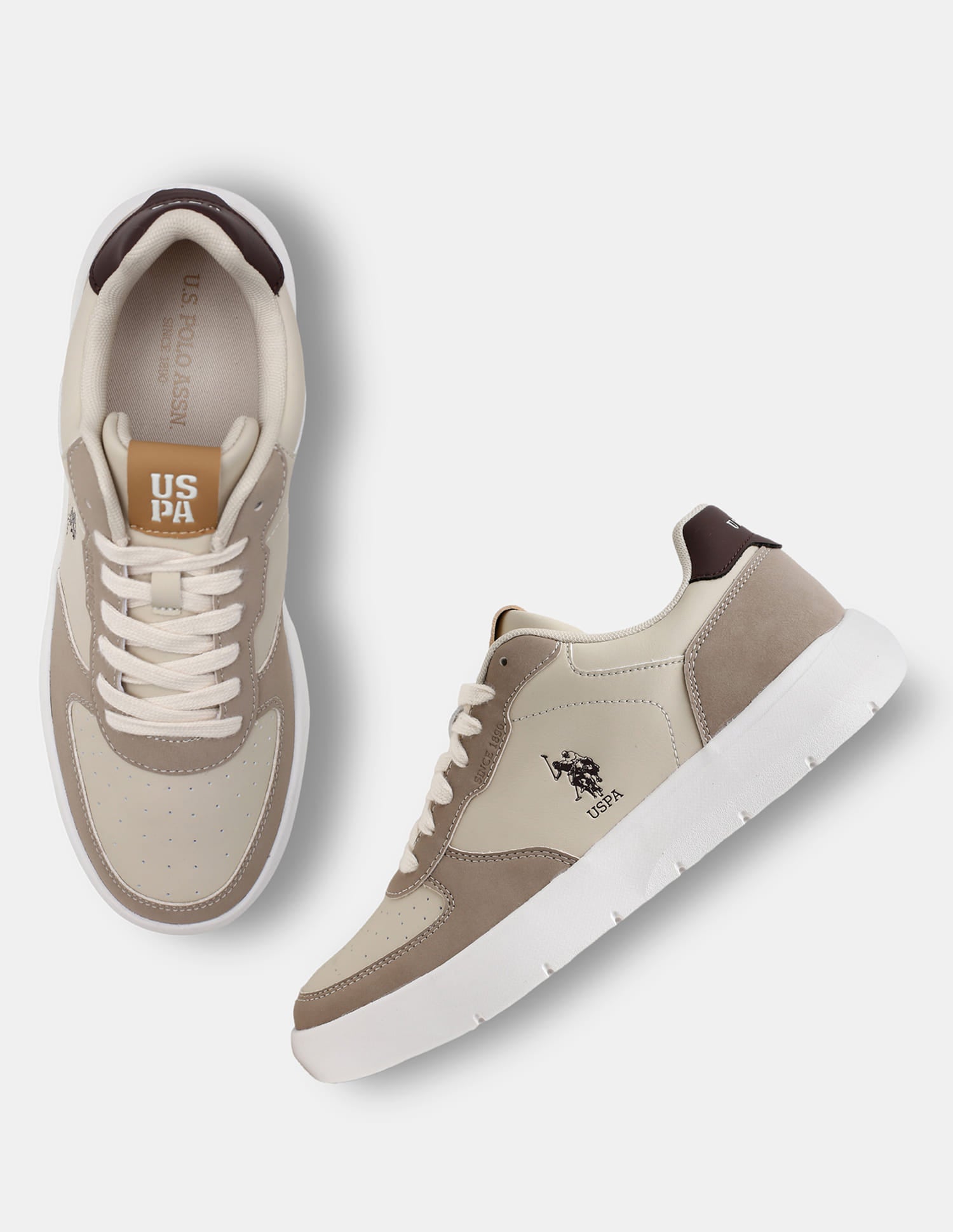 Colour Blocked Lace Ups Alec Sneakers Beige - U.S. Polo Assn. India | Large