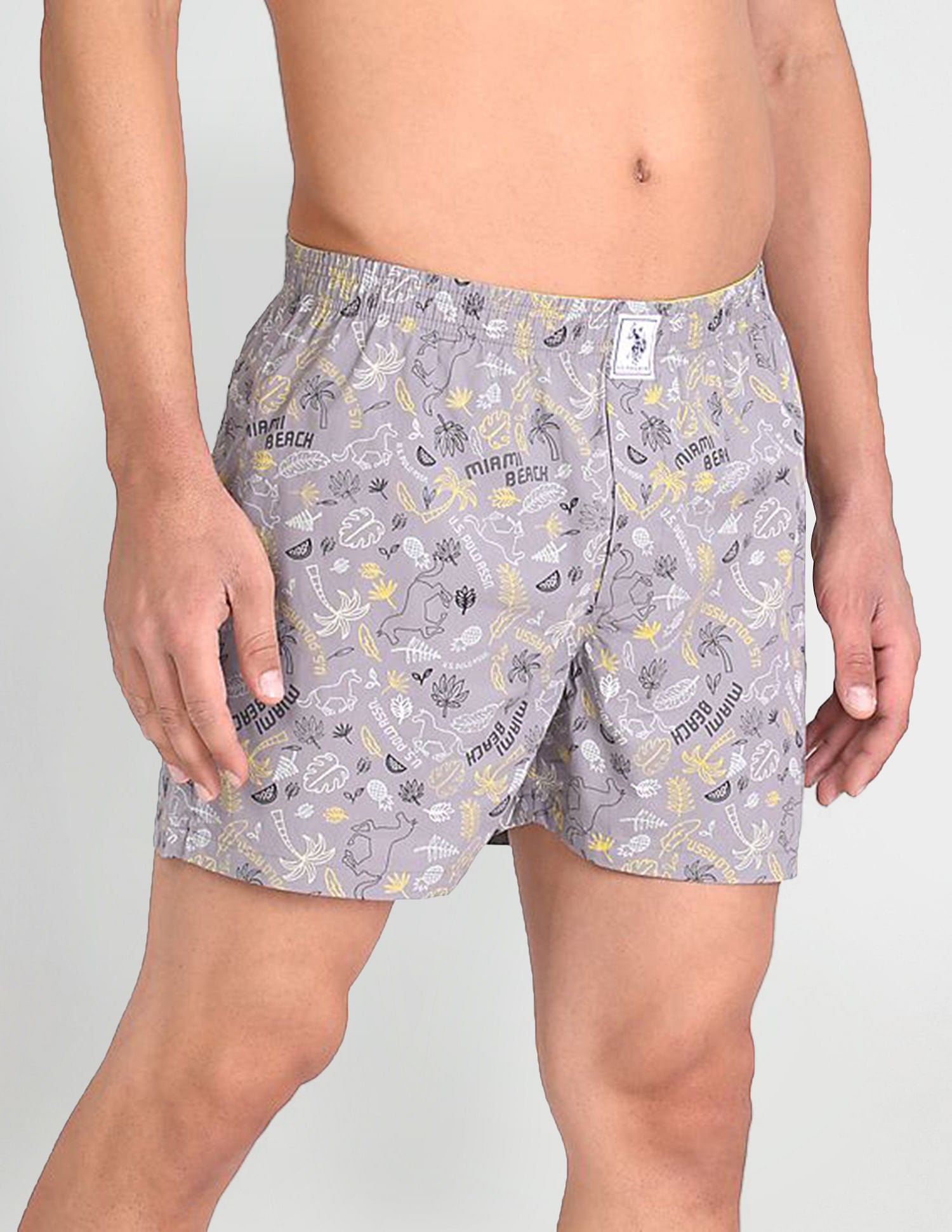 Back Pocket All Over Print IYAC Boxers - Pack Of 1 Grey - U.S. Polo Assn. India | Large