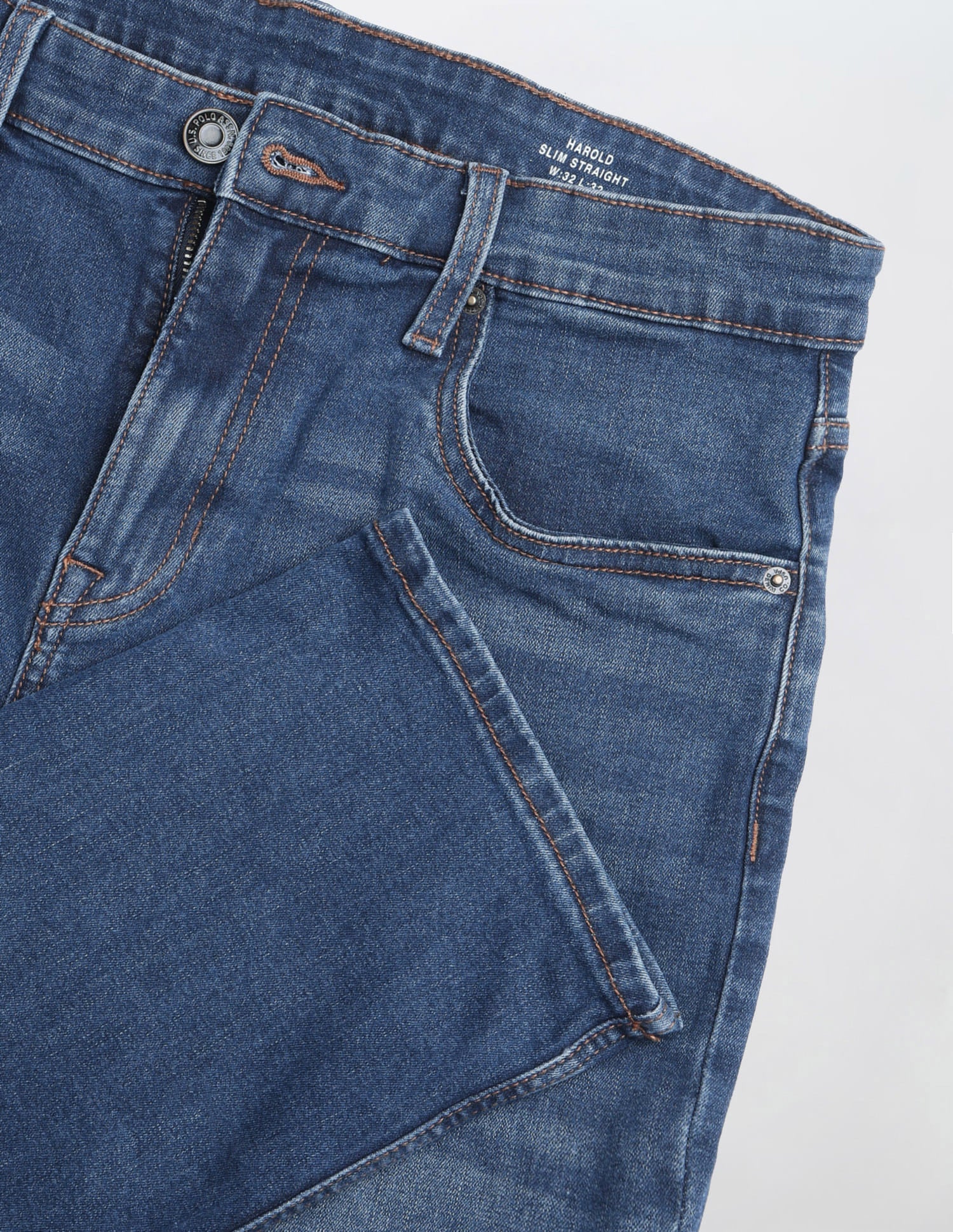 Solid Slim Straight Fit Jeans Blue - U.S. Polo Assn. India | Large
