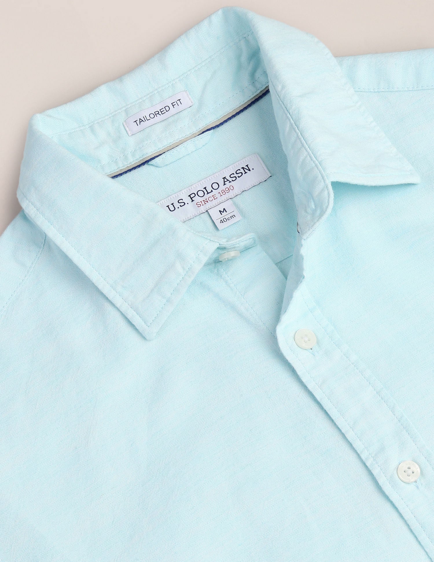 Tailored Fit Solid Shirt Light Blue - U.S. Polo Assn. India | Large