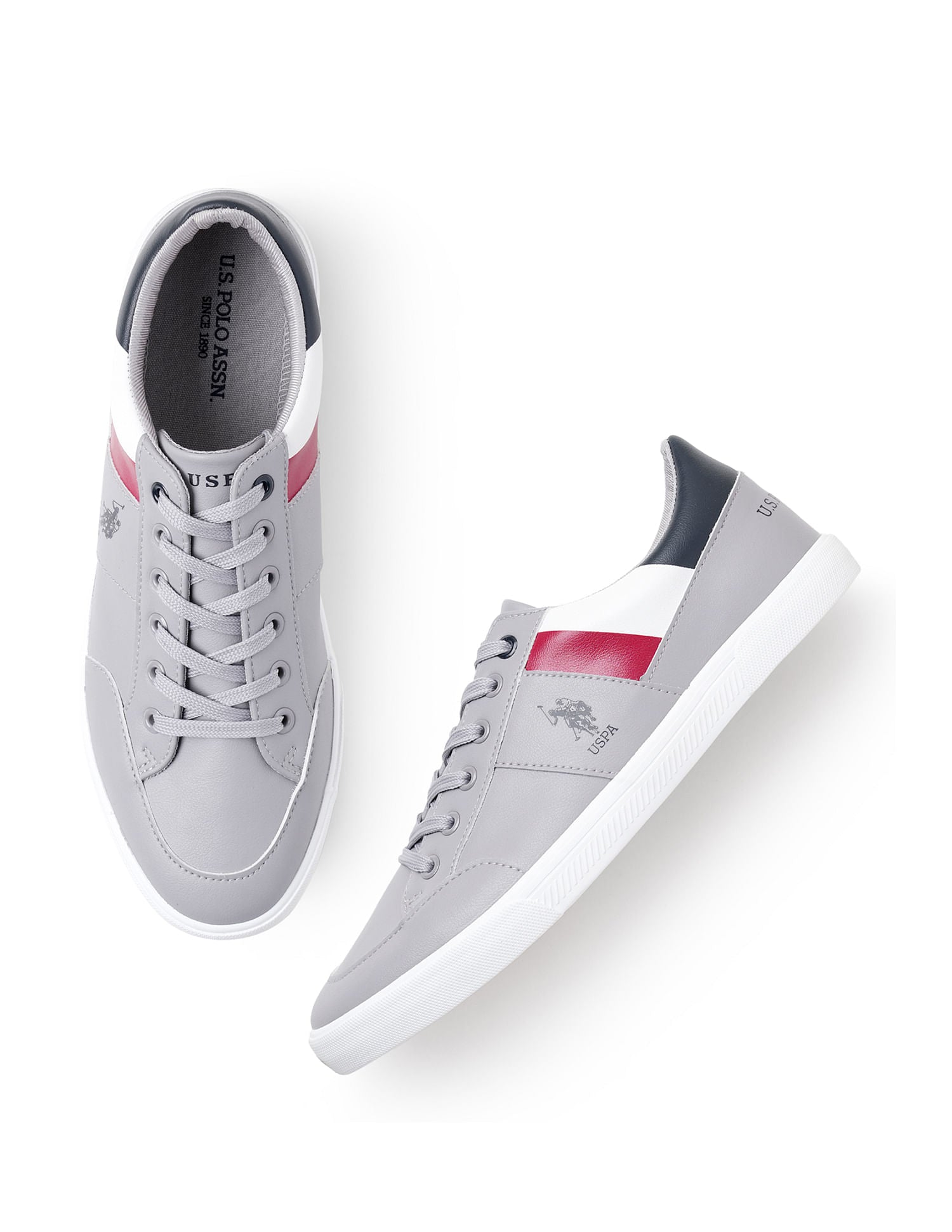 Men Brand Stripe Aspen Sneakers Grey - U.S. Polo Assn. India | Large