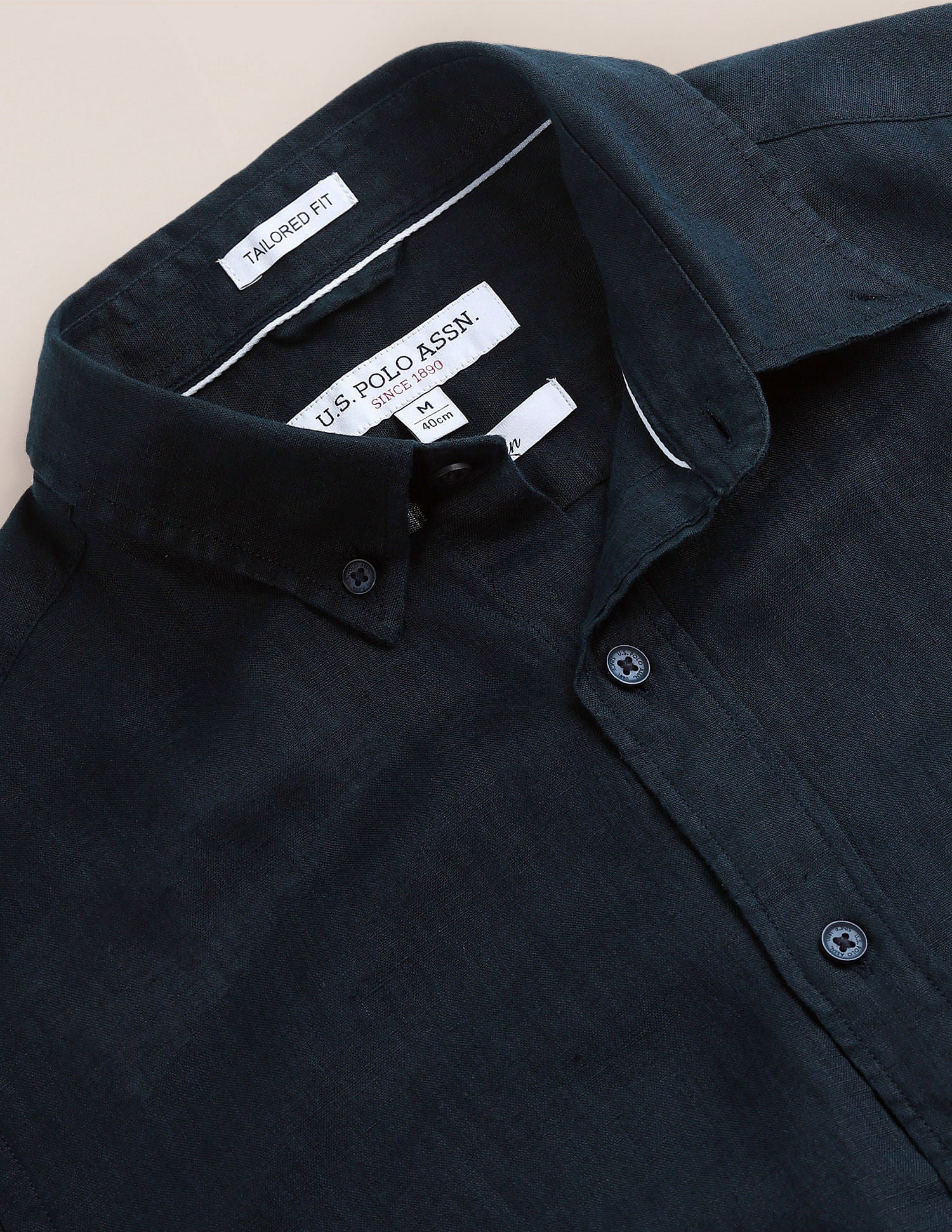 Button Down Linen Shirt Navy - U.S. POLO ASSN. | Large