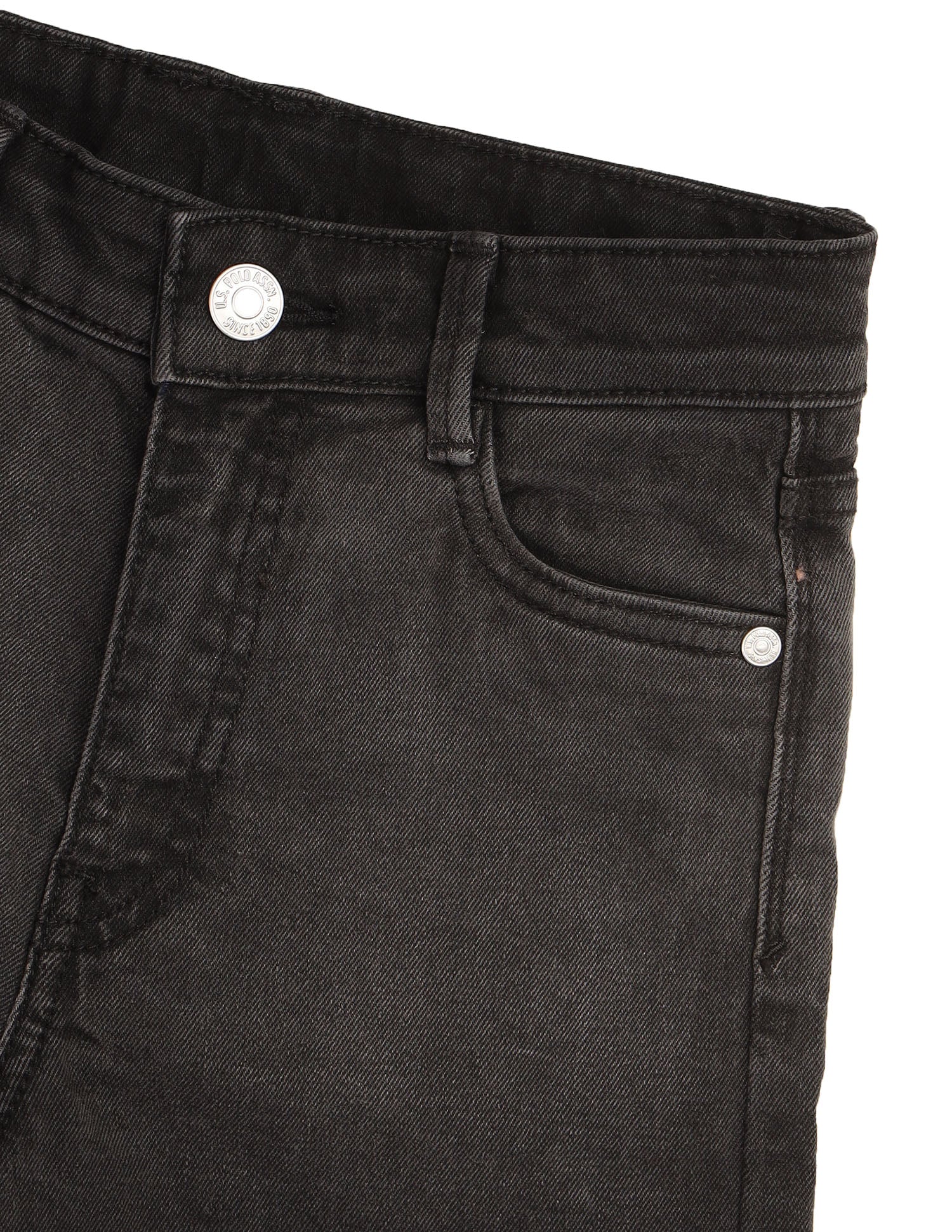 Girls Wide Leg Fit Stone Washed Jeans Black - U.S. POLO ASSN. | Large