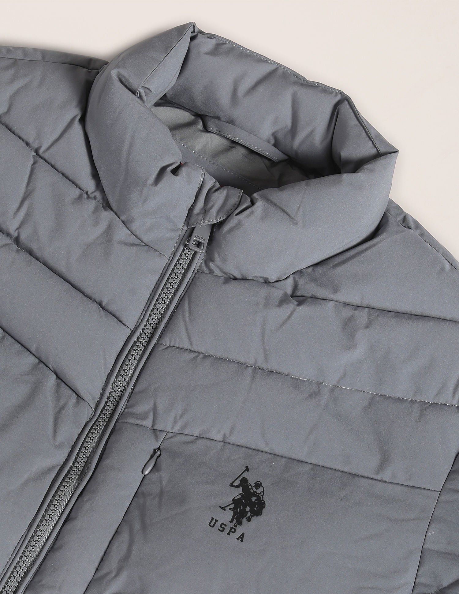 High Neck Quilted Jacket Grey - U.S. Polo Assn. India | Large