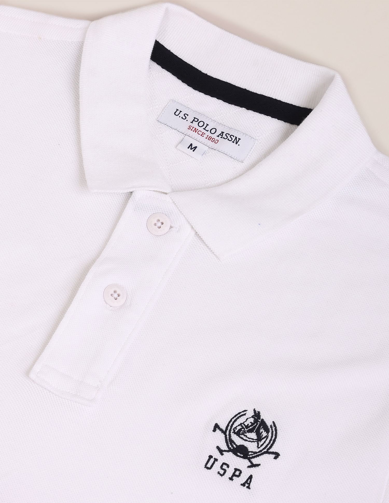 Colour Block Panelled Polo Shirt White and Red - U.S. POLO ASSN. | Large