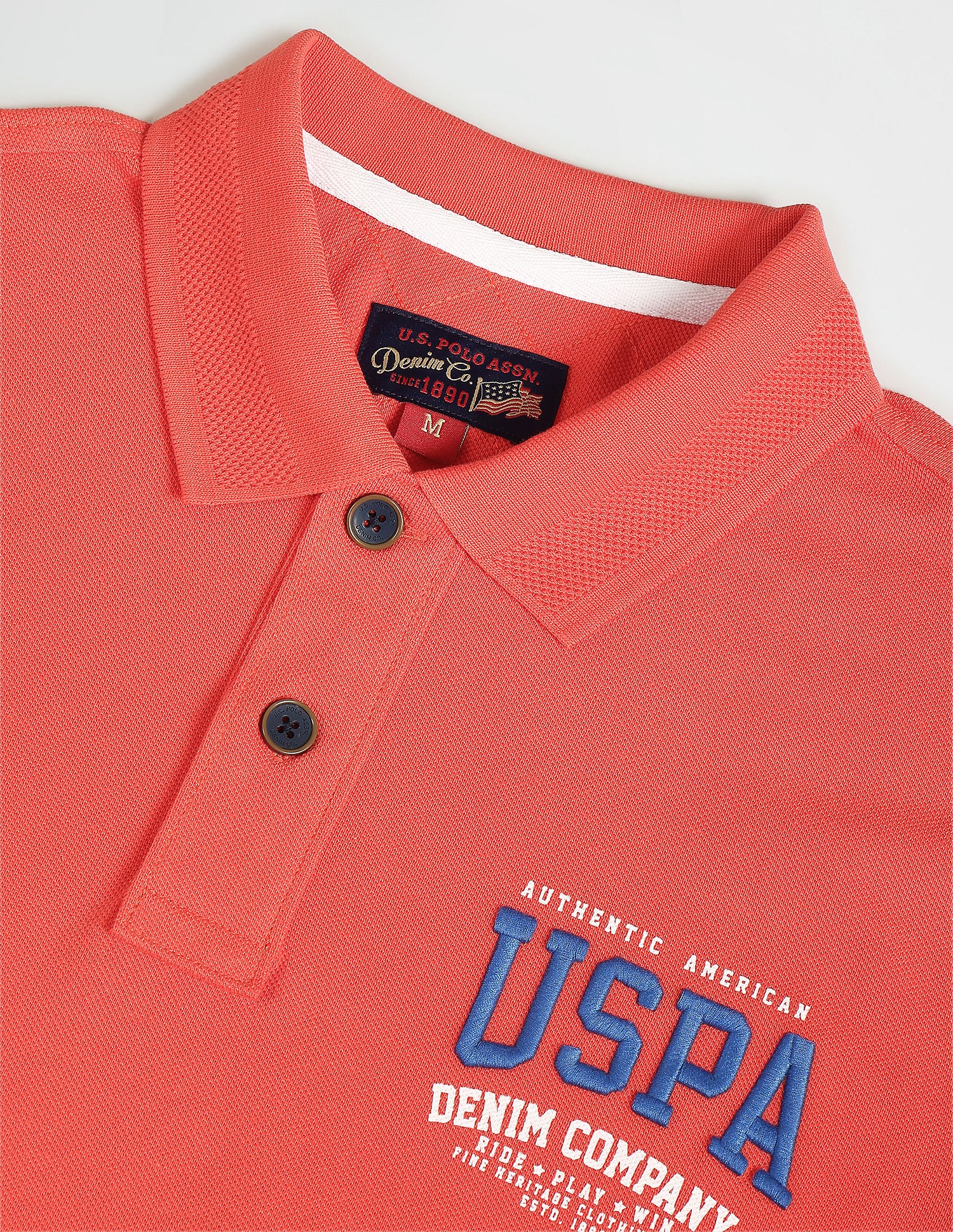 Cotton Solid Polo Shirt Orange - U.S. Polo Assn. India | Large