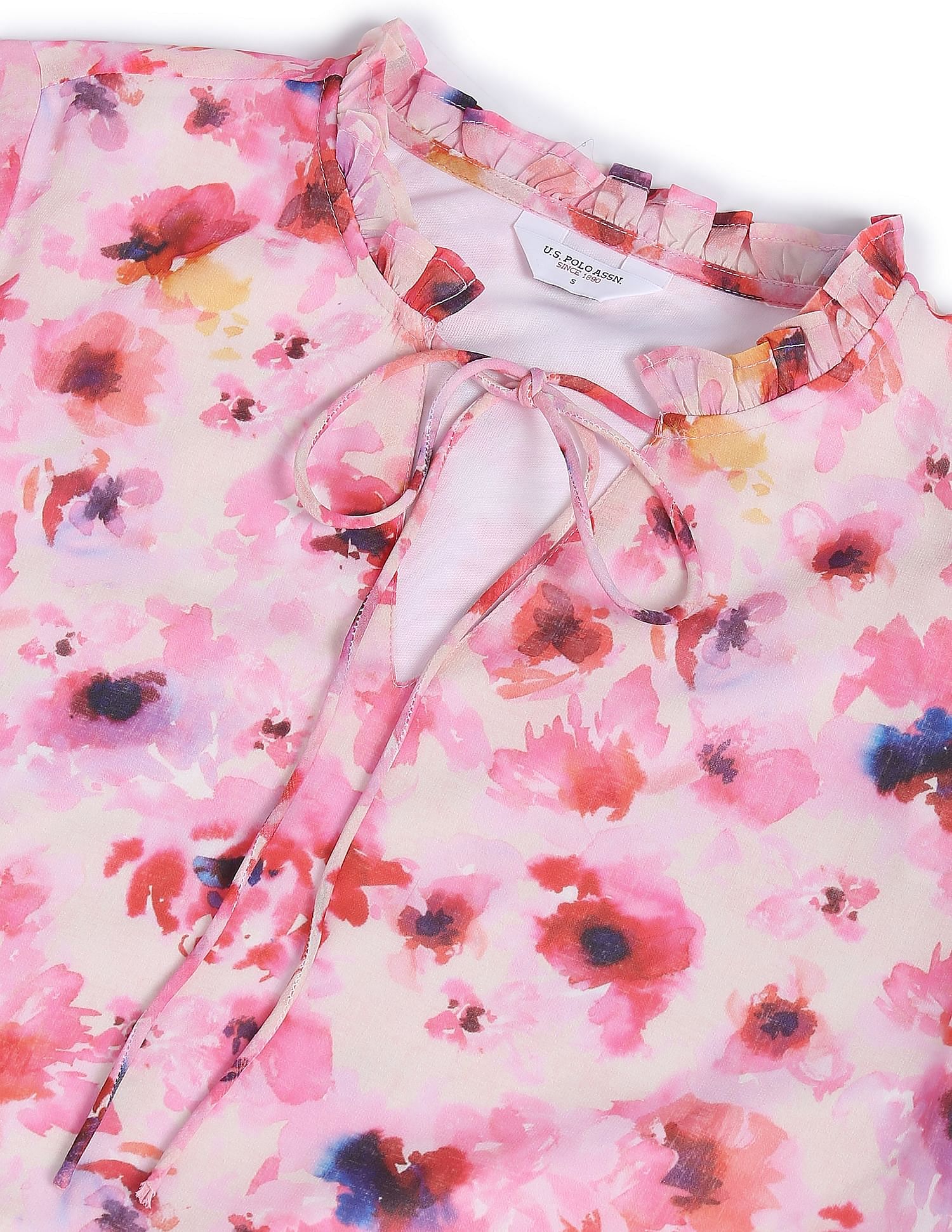 Floral Print Bell Sleeve Top Pink - U.S. Polo Assn. India | Large