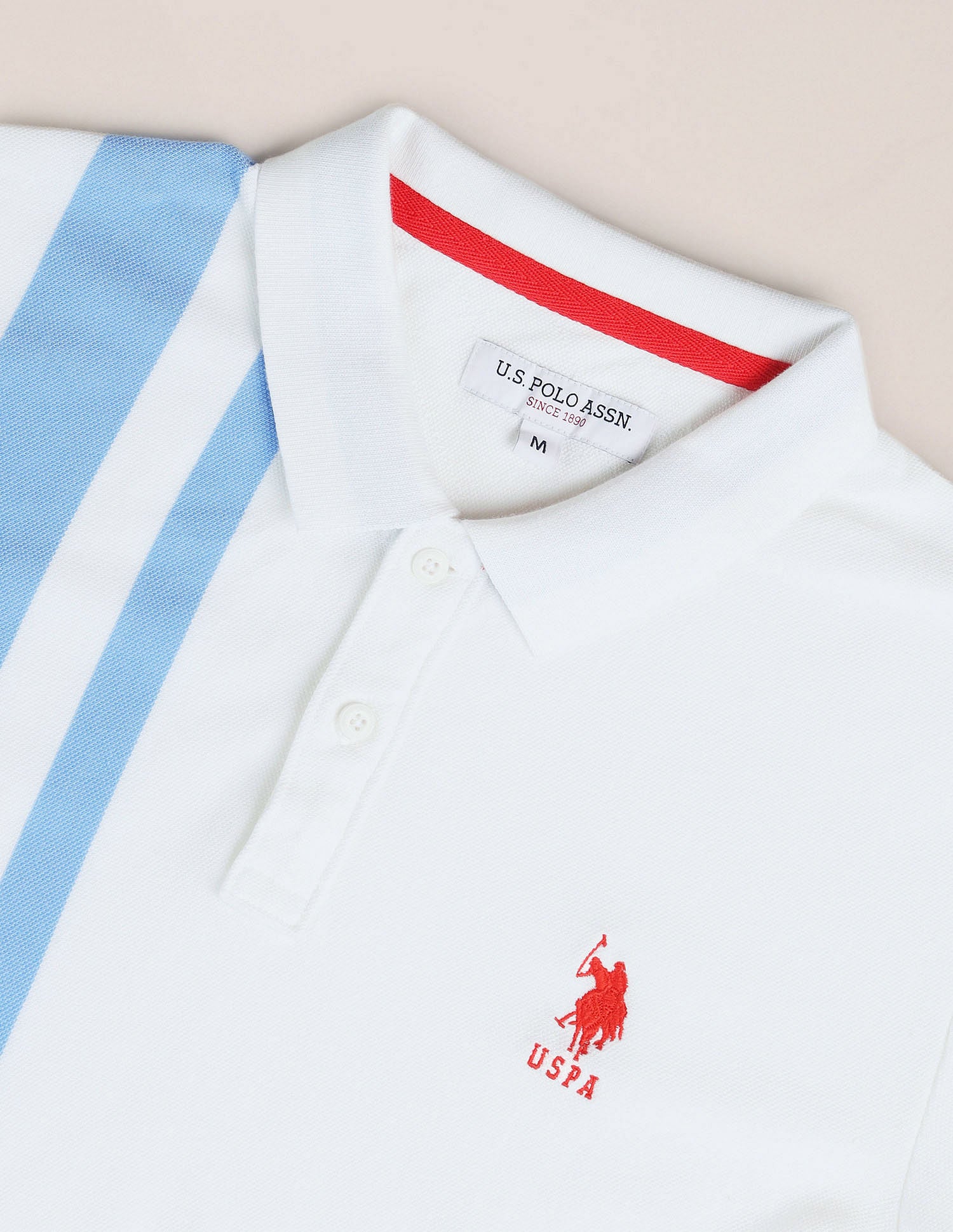 Vertical Stripe Logo Polo Shirt White - U.S. Polo Assn. India | Large