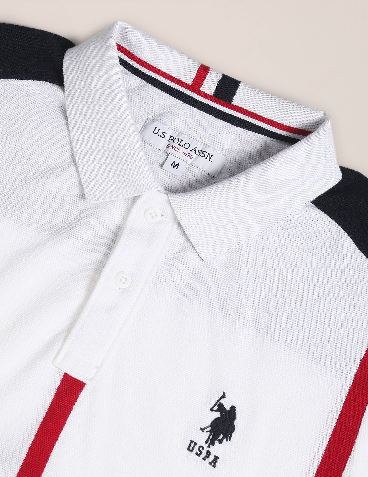 Vertical Stripe Cotton Polo Shirt White - U.S. Polo Assn. India | Large