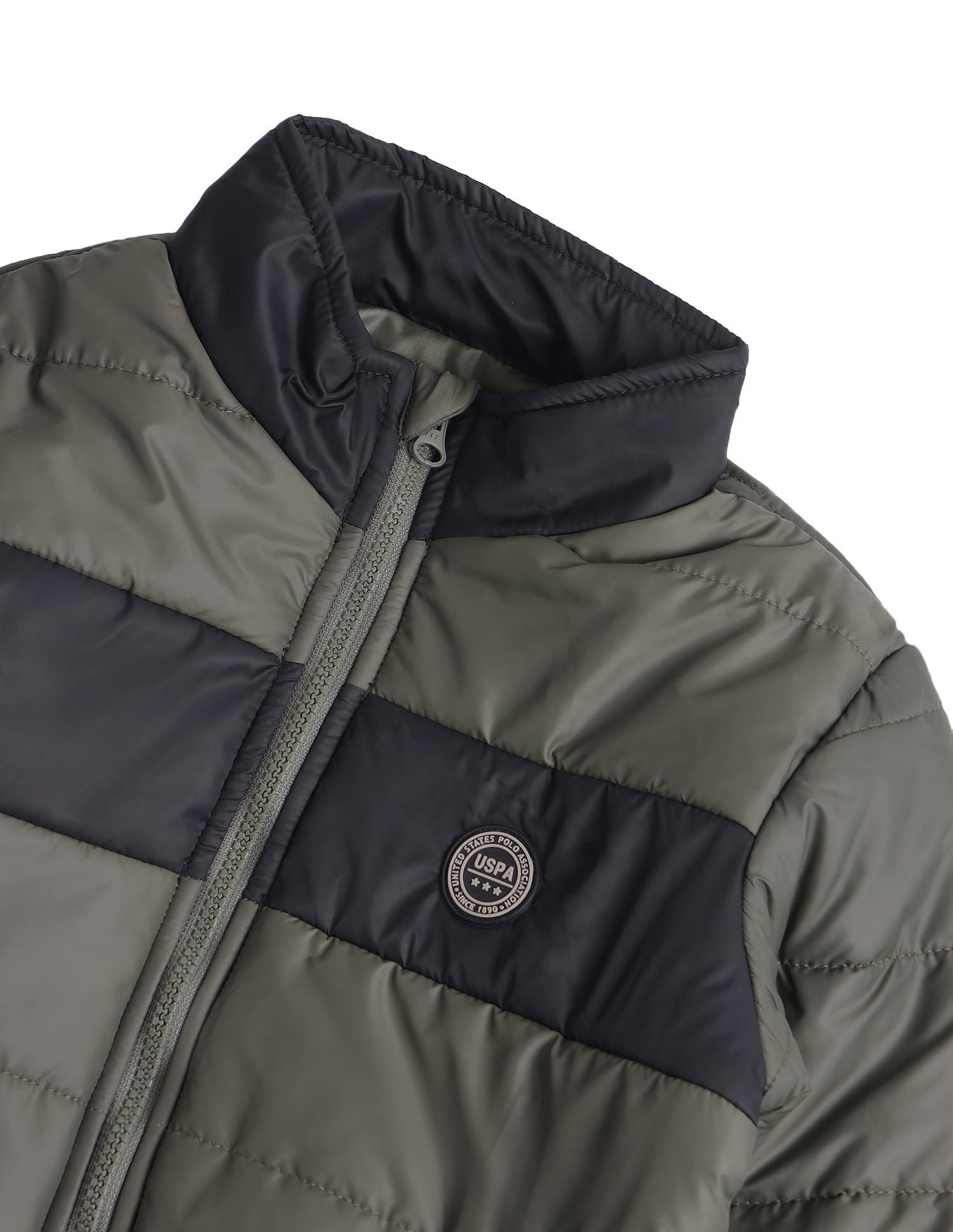 Boys Solid Stand Collar Jacket Medium Green - U.S. POLO ASSN. | Large