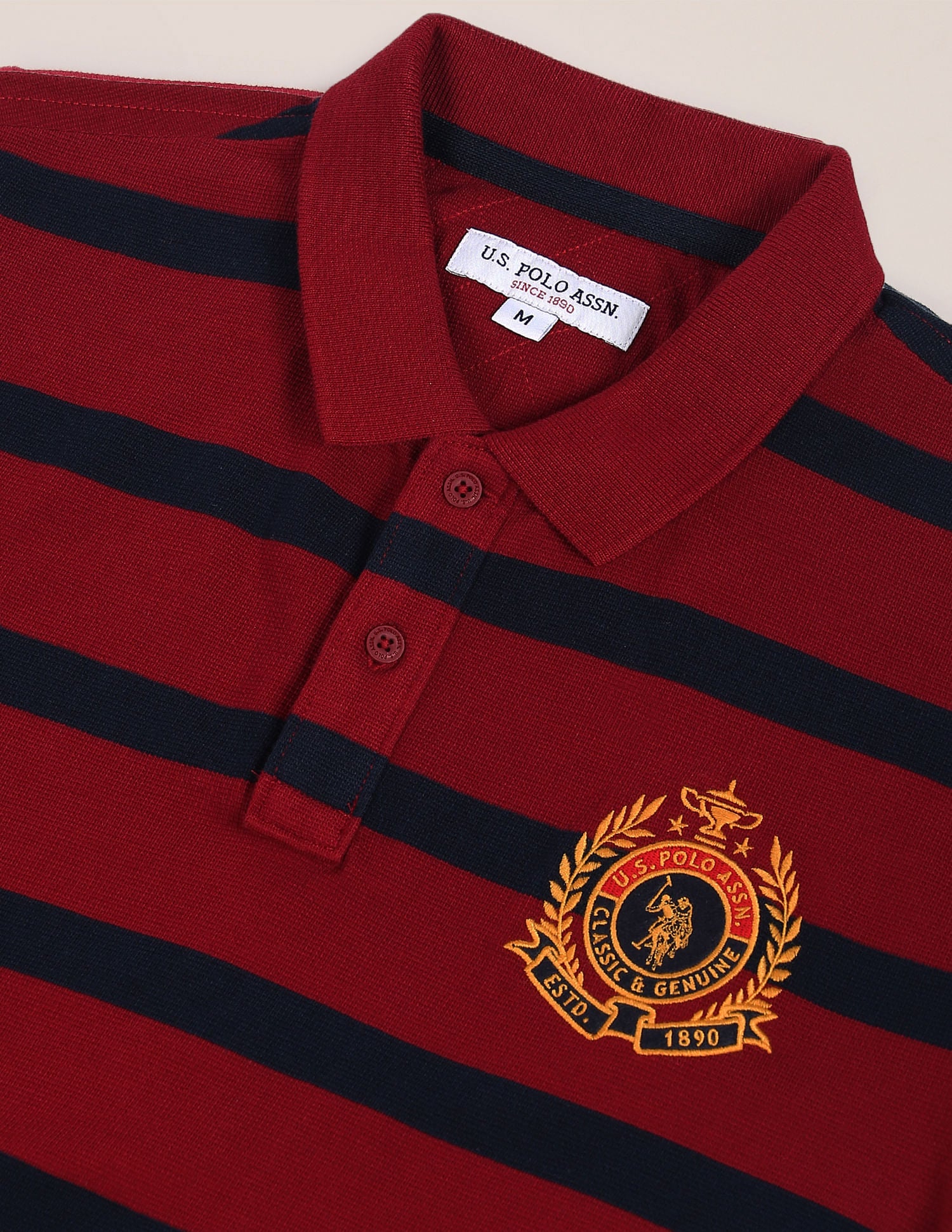 Signature Stripe Crest Polo Shirt Maroon - U.S. Polo Assn. India | Large