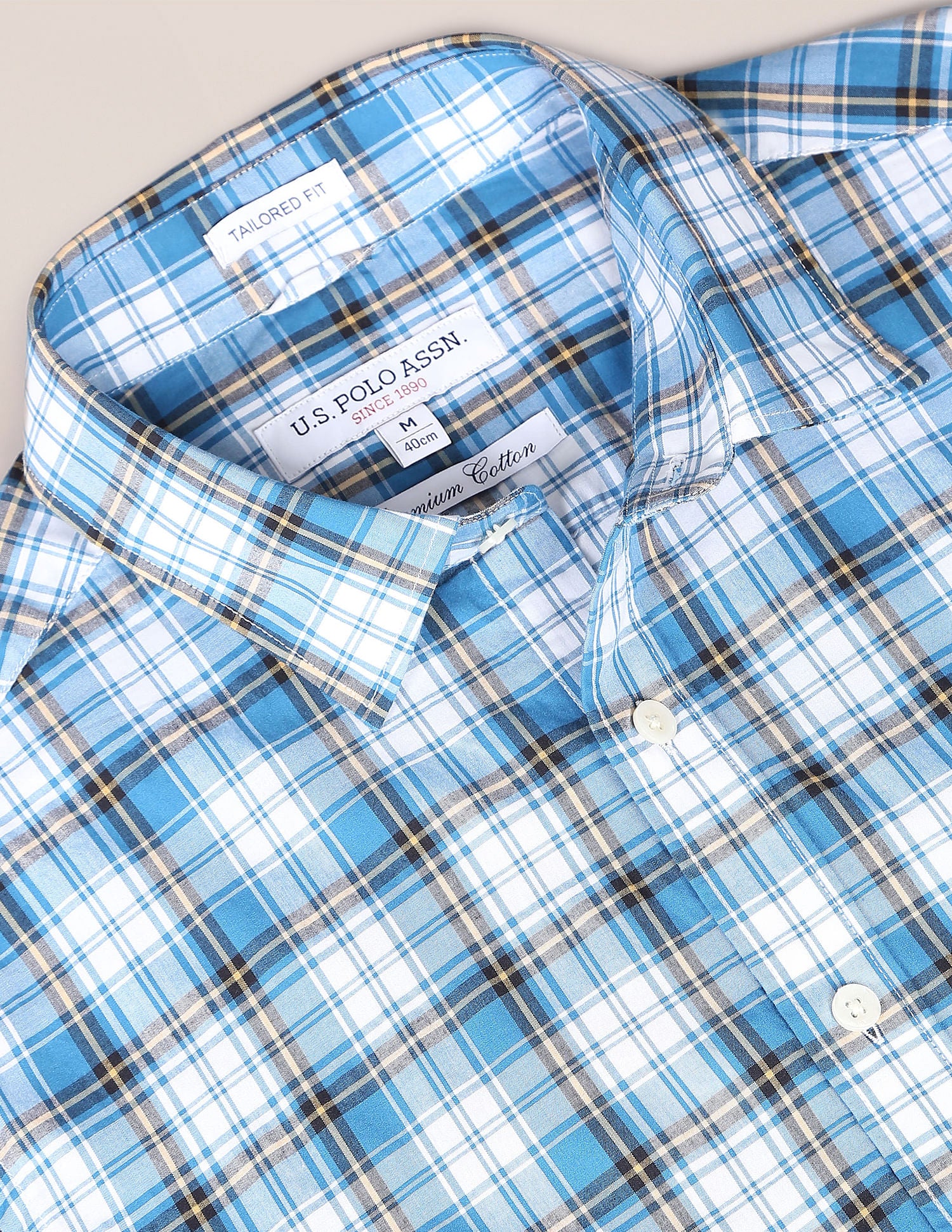 Tartan Check Pinpoint Oxford Shirt Blue - U.S. Polo Assn. India | Large