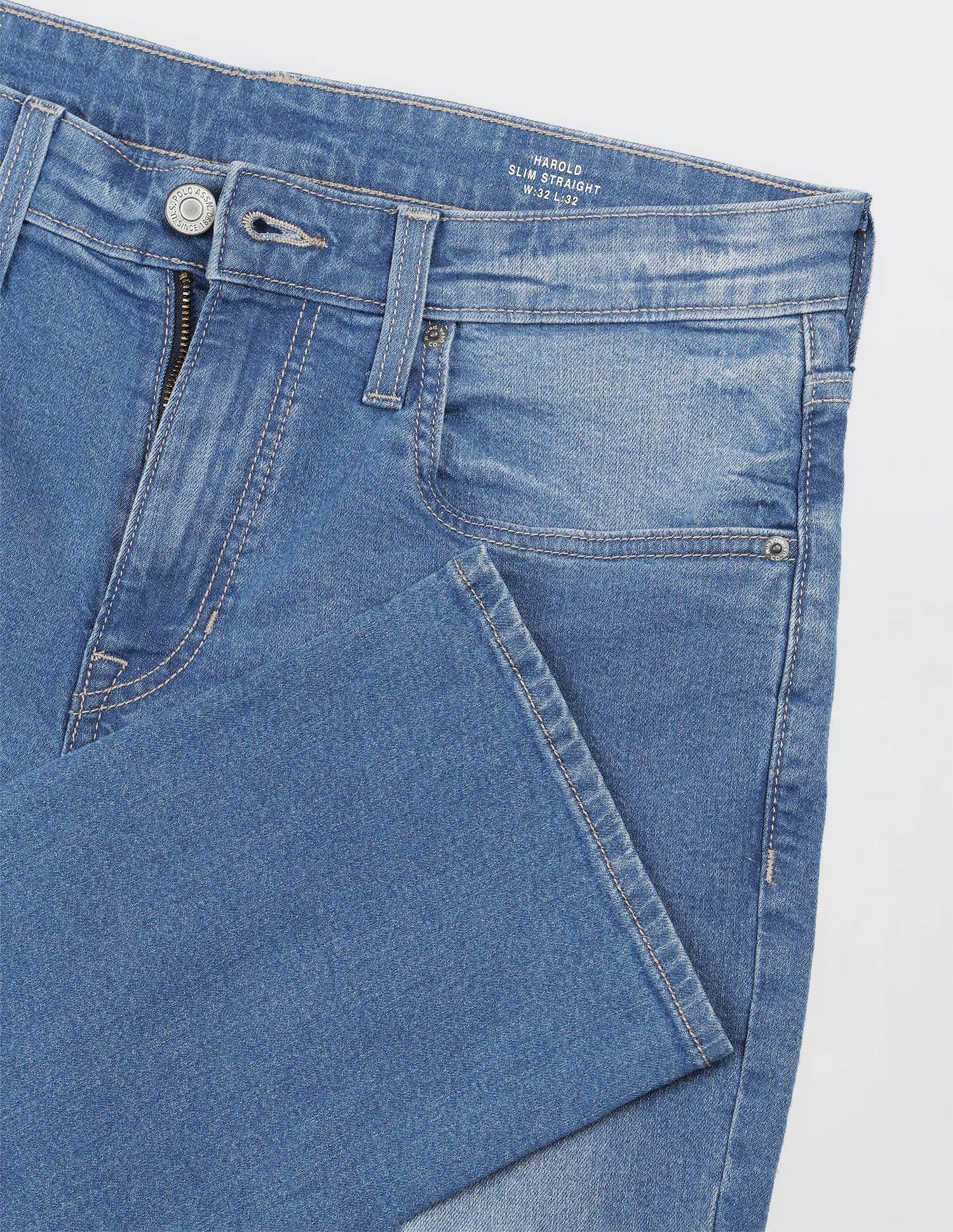 Solid Straight Fit Jeans Blue - U.S. Polo Assn. India | Large