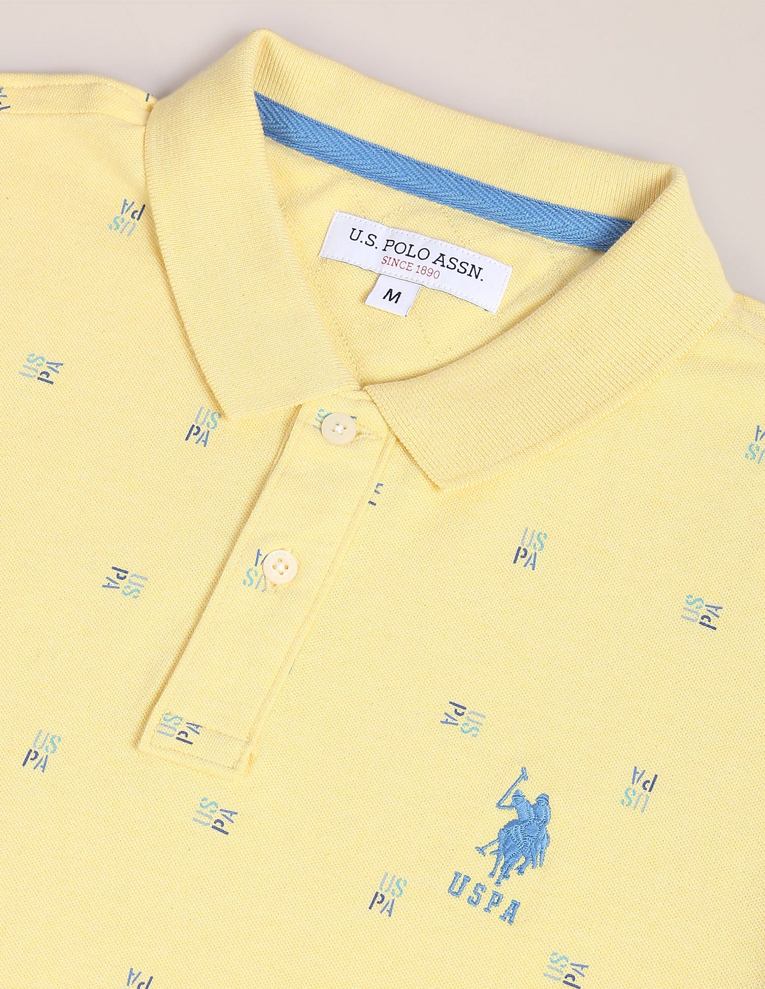 Brand Print Logo Polo Shirt Yellow - U.S. Polo Assn. India | Large