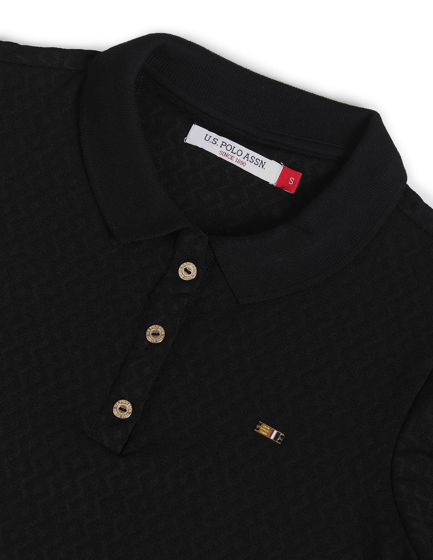 Textured Knit Polo Shirt Black - U.S. POLO ASSN. | Large