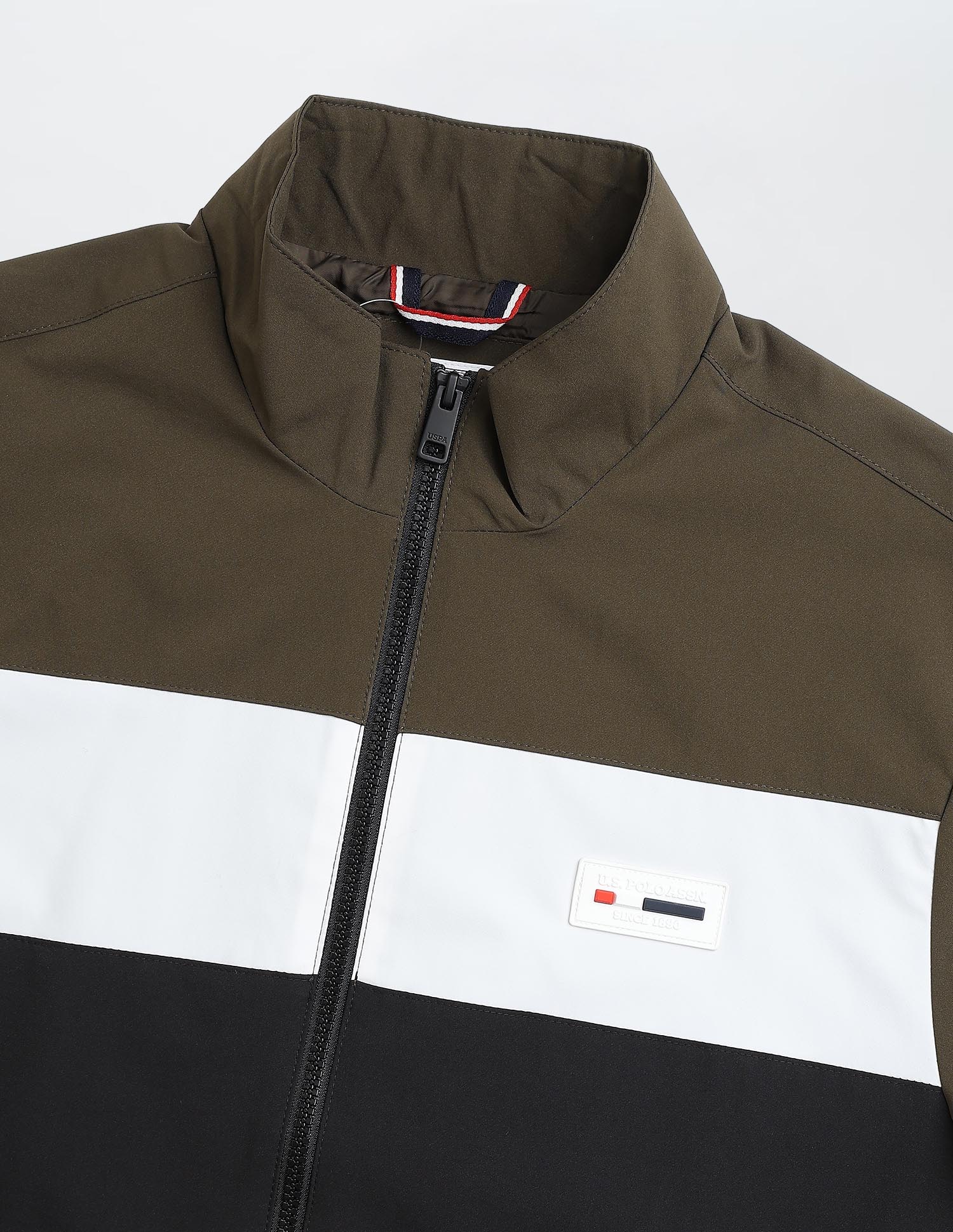 Colour Blocked Regular Fit Casual Jacket Dark Olive - U.S. POLO ASSN. | Large