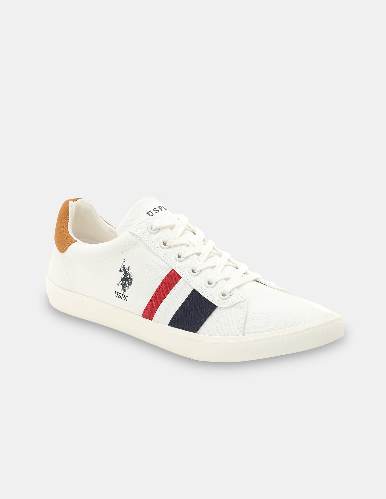 Men Striped Round Toe Abor 5.0 Sneakers Off White - U.S. Polo Assn. India | Large