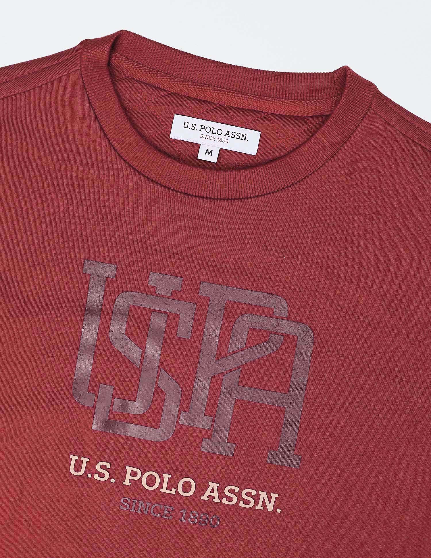 Brand Printed Regular Fit Sweatshirt Dark Red - U.S. POLO ASSN. | Large