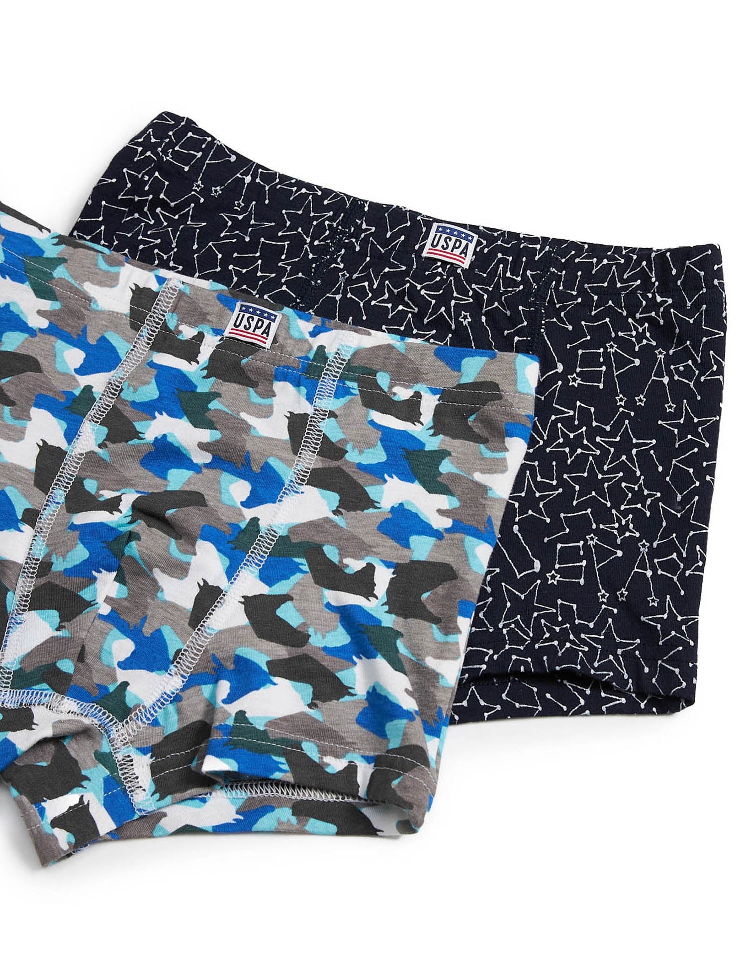 Brand Print EKT05 Trunks - Pack Of 2 Navy and White - U.S. POLO ASSN. | Large