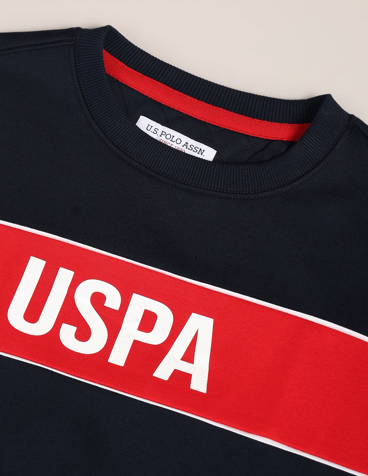 Crew Neck Brand Print Sweatshirt Navy - U.S. POLO ASSN. | Large