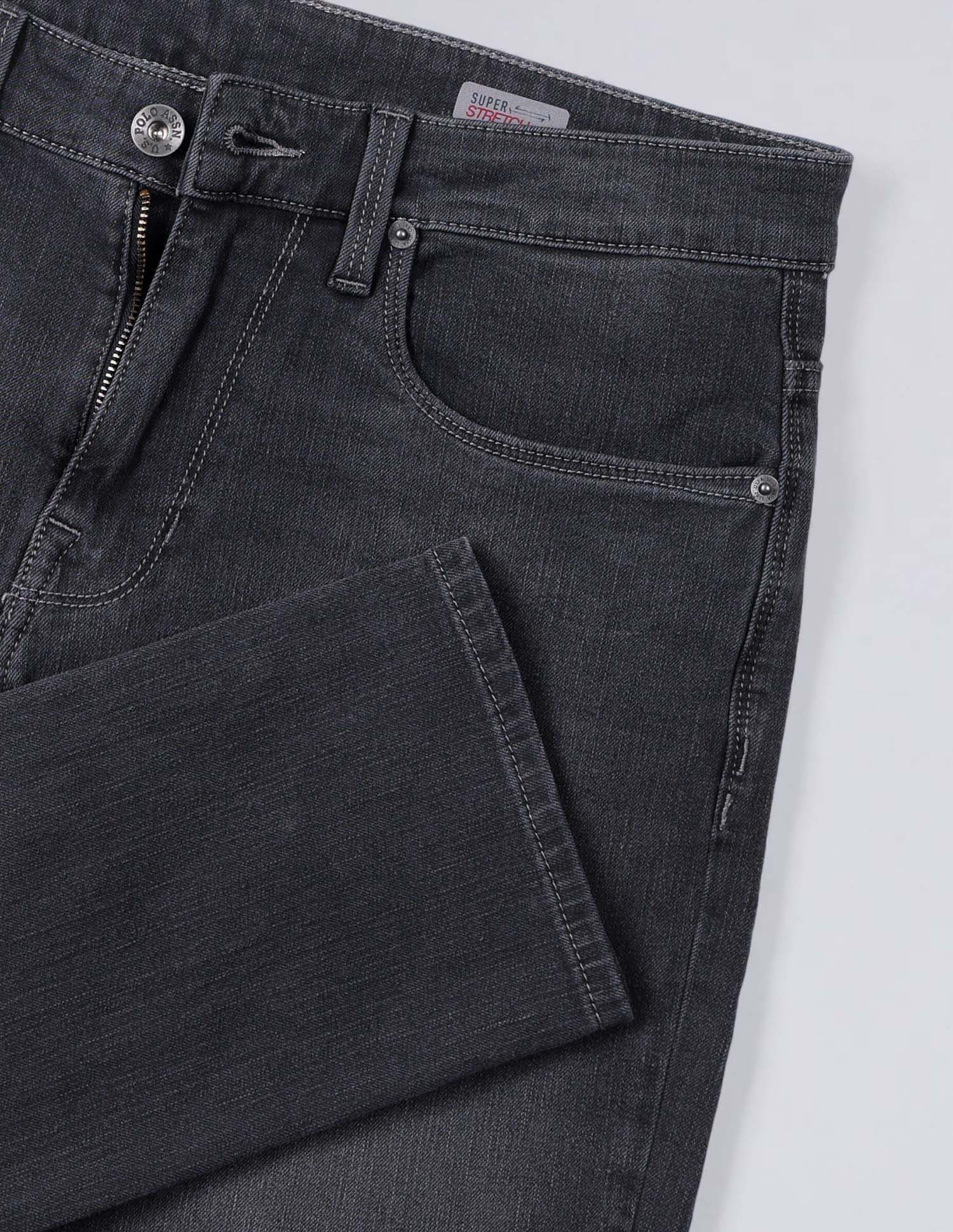 Cropped Length Henry Tapered Fit Bi Stretch Authentic Jeans Grey - U.S. Polo Assn. India | Large