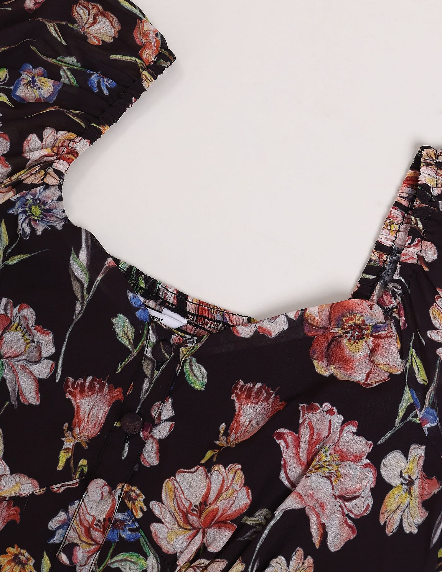 Long Sleeve Floral Print Top Black - U.S. POLO ASSN. | Large