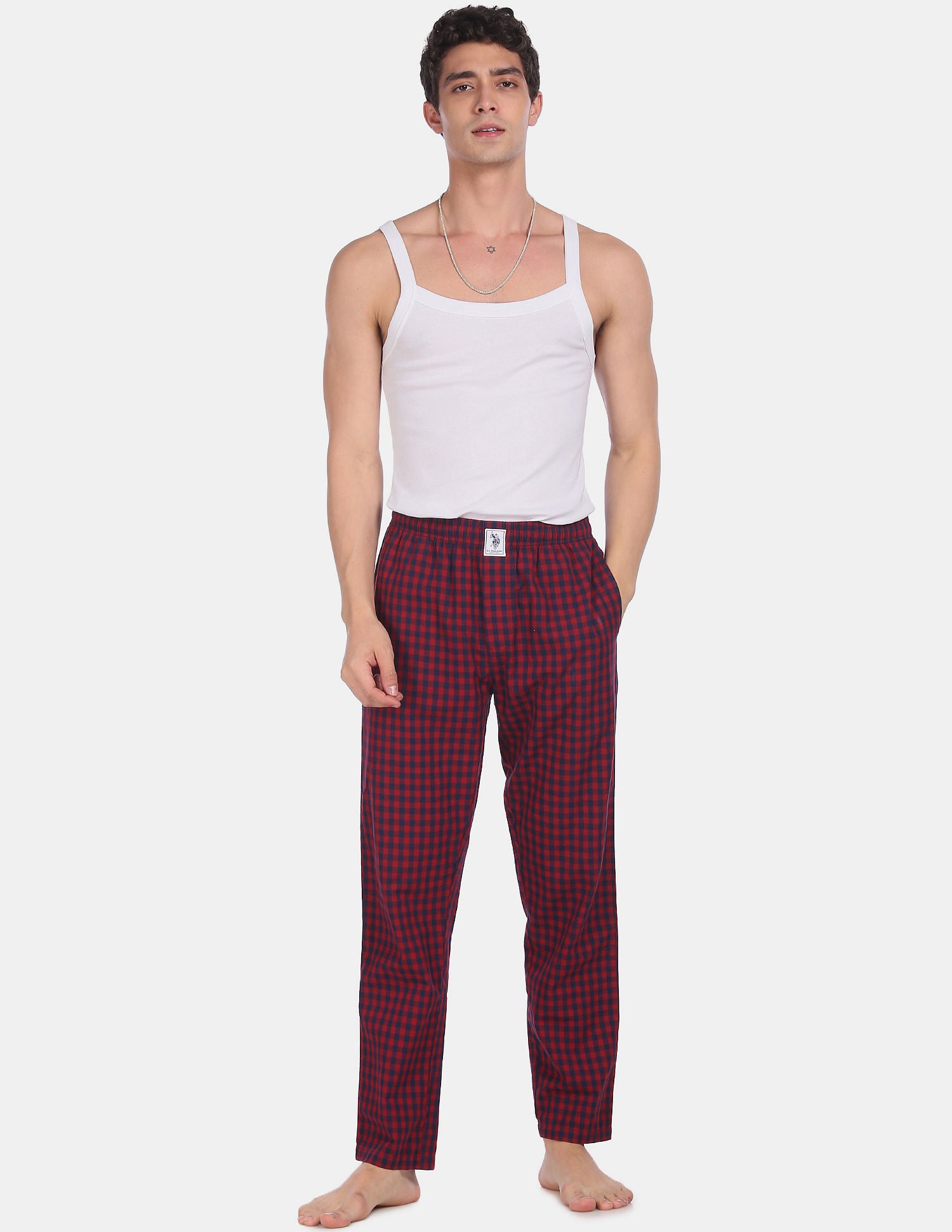 Comfort Fit Check I659 Lounge Pants - Pack Of 1 Red and Blue - U.S. POLO ASSN. | Large