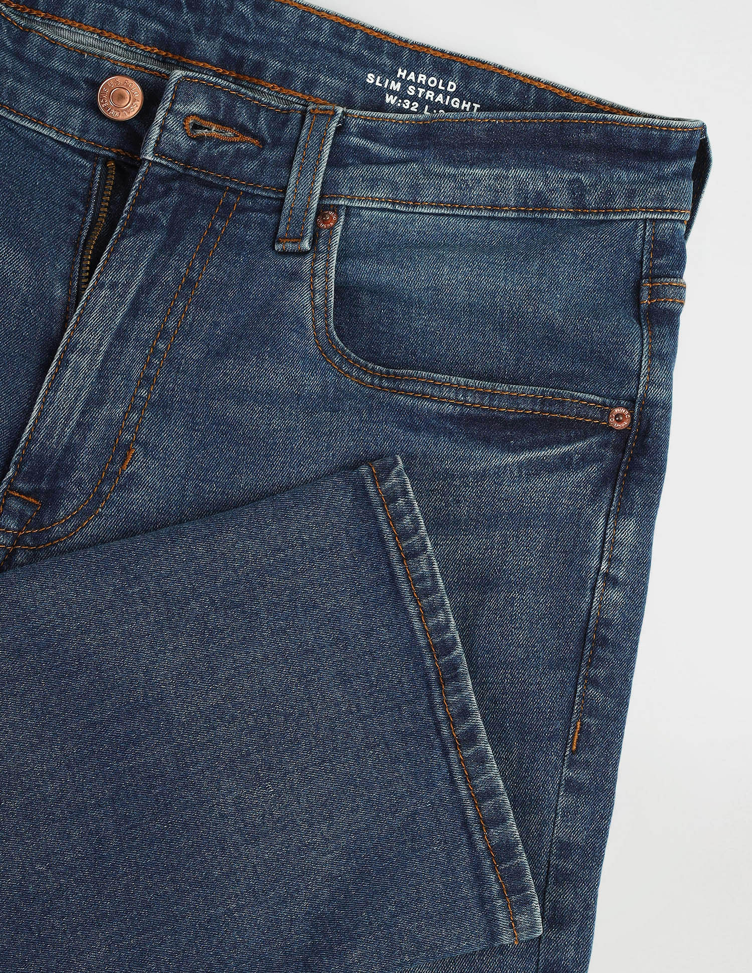 Harold Slim Straight Fit Blue Jeans Blue - U.S. Polo Assn. India | Large