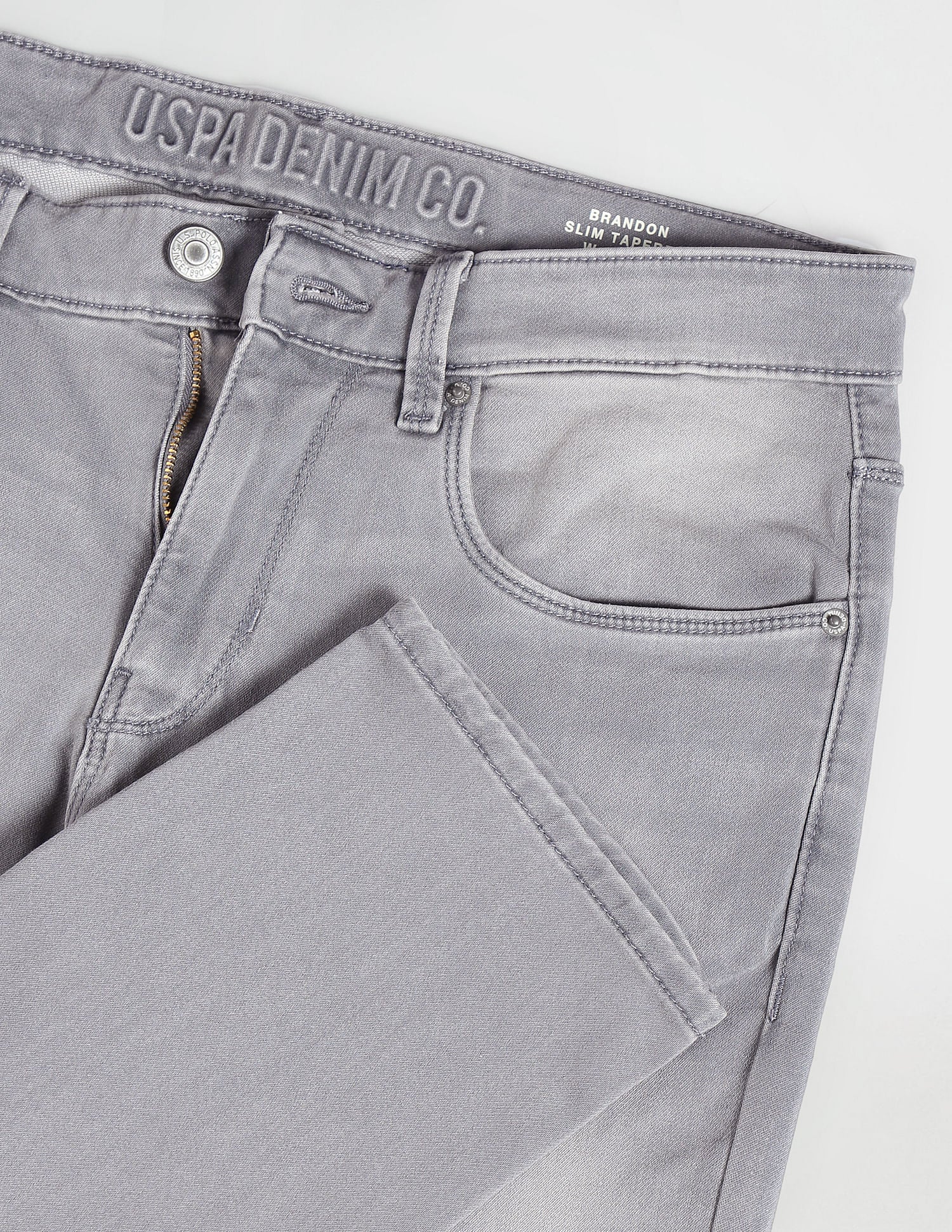 Brandon Slim Tapered Stone Wash Jeans Grey - U.S. POLO ASSN. | Large