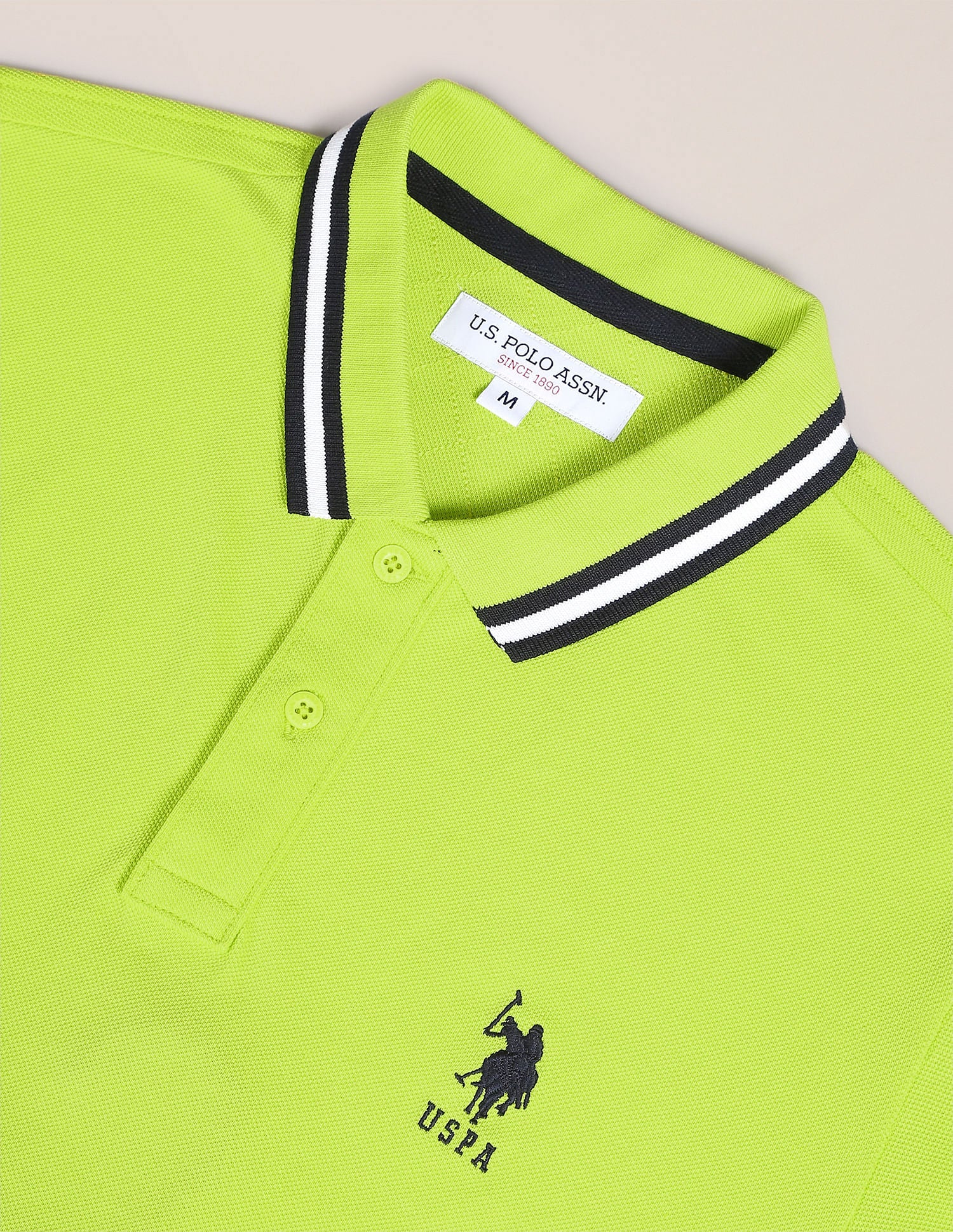 Cotton Solid Polo Shirt Lime Green - U.S. POLO ASSN. | Large