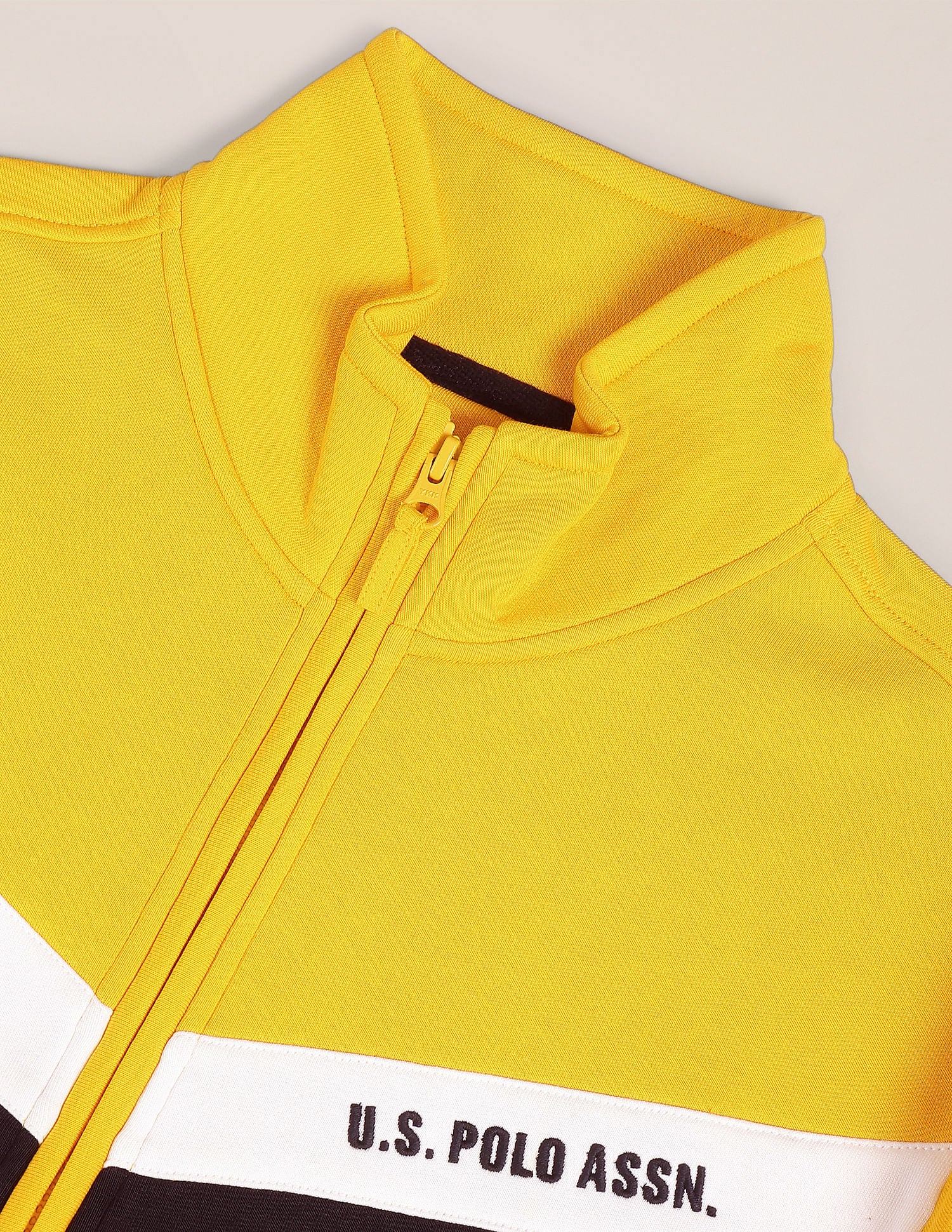 High Neck Brand Striped Sweatshirt Yellow - U.S. POLO ASSN. | Large