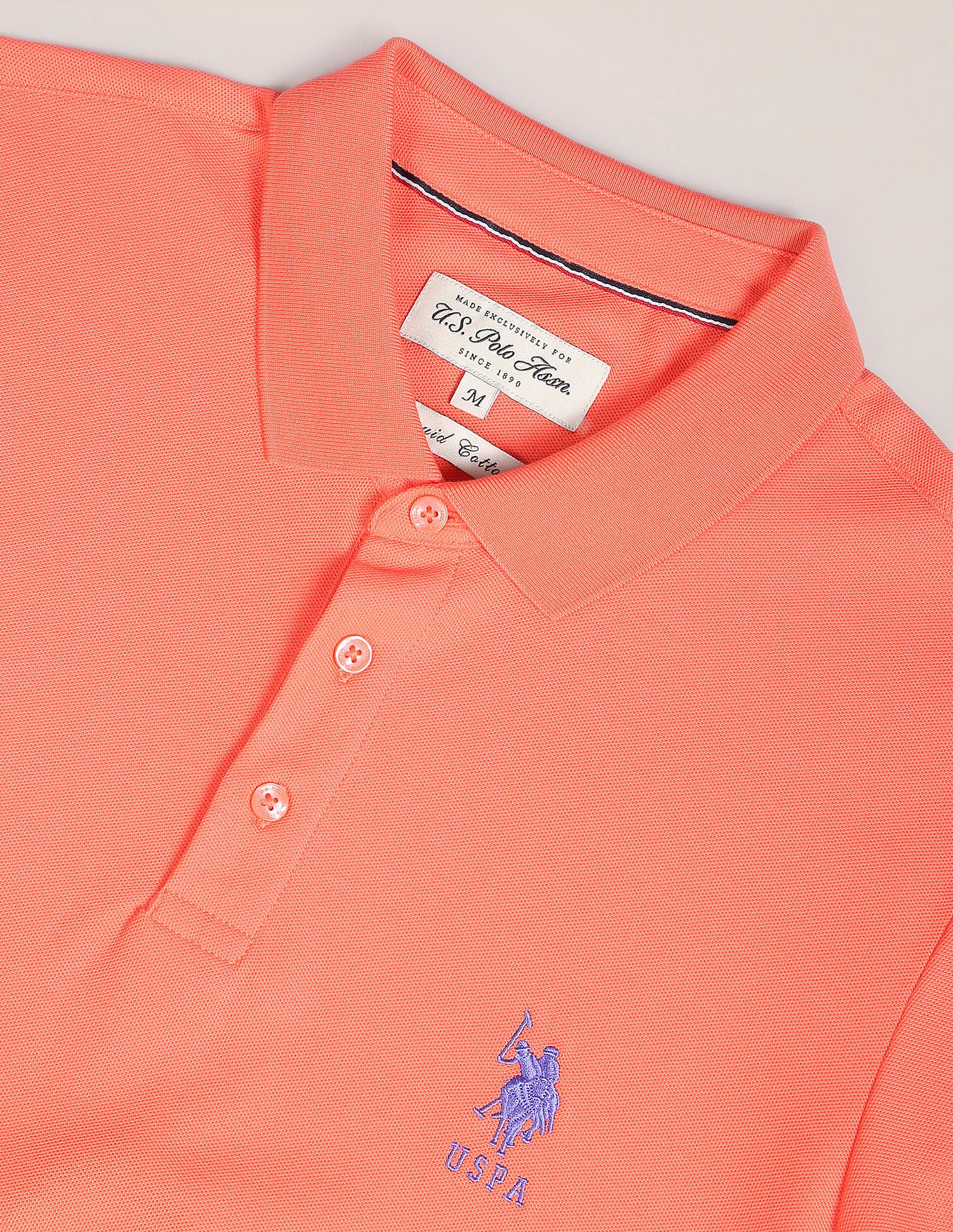 Liquid Cotton Solid Polo Shirt Coral - U.S. Polo Assn. India | Large