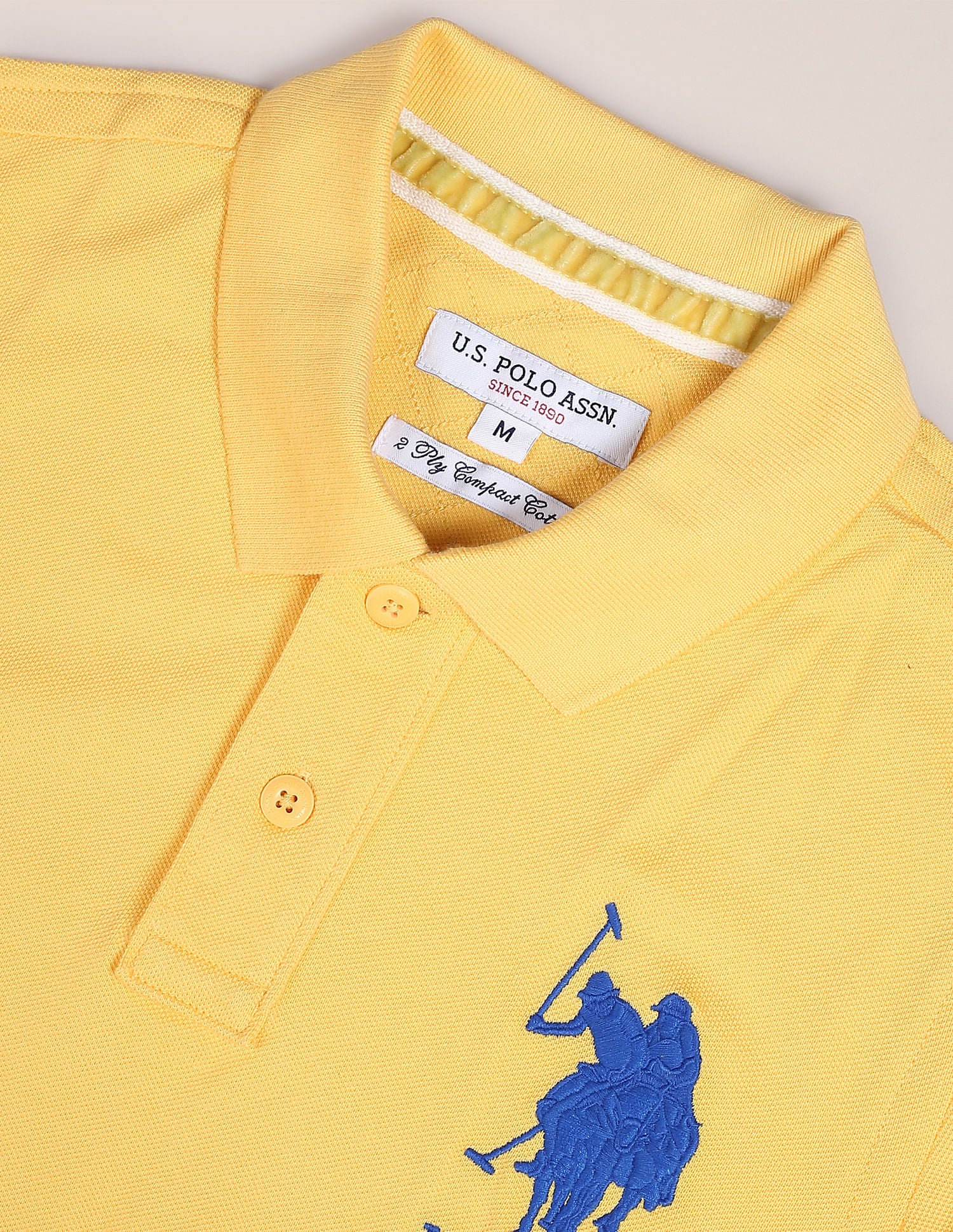 Compact Cotton Logo Polo Shirt Yellow - U.S. Polo Assn. India | Large