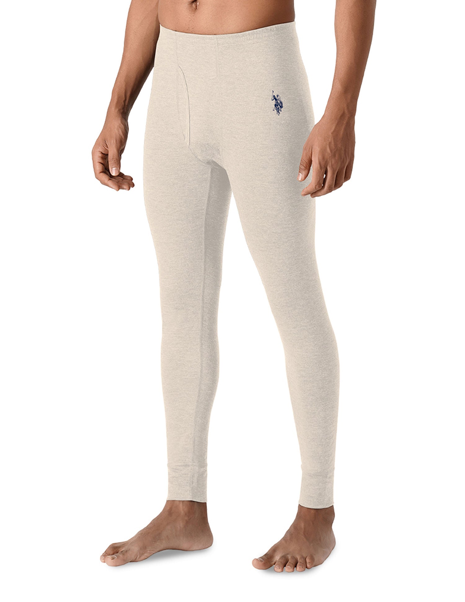 Mid Rise I756 Heathered Thermal Pants - Pack Of 1 Ecru - U.S. POLO ASSN. | Large