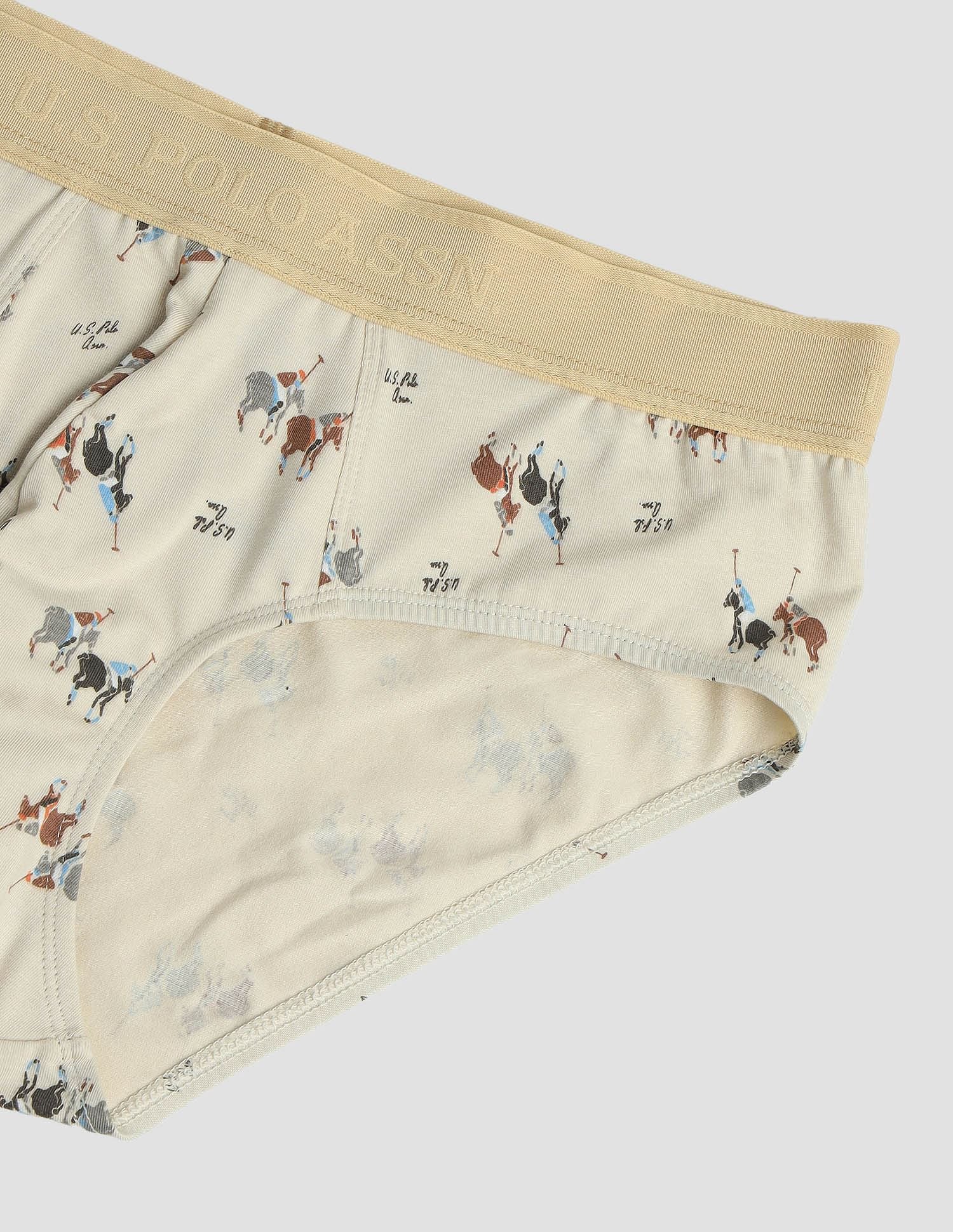 Elasticized Waist Printed PB005 Briefs - Pack of 1 Beige - U.S. POLO ASSN. | Large