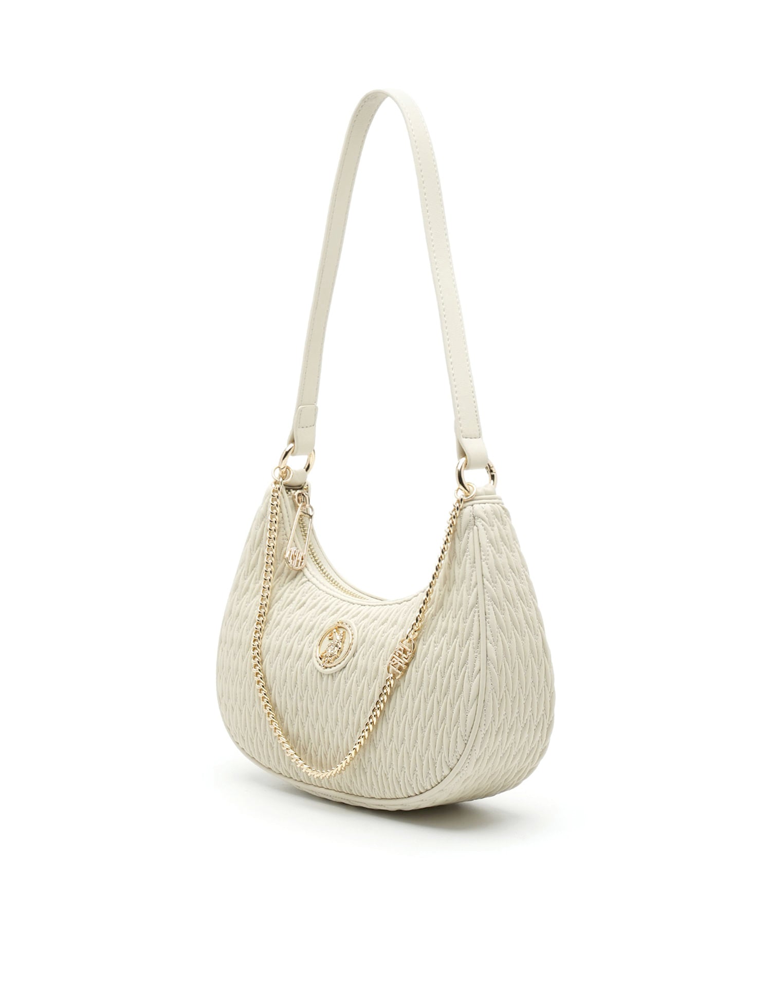 Vera Textured Shoulder Bag Off White - U.S. POLO ASSN. | Large