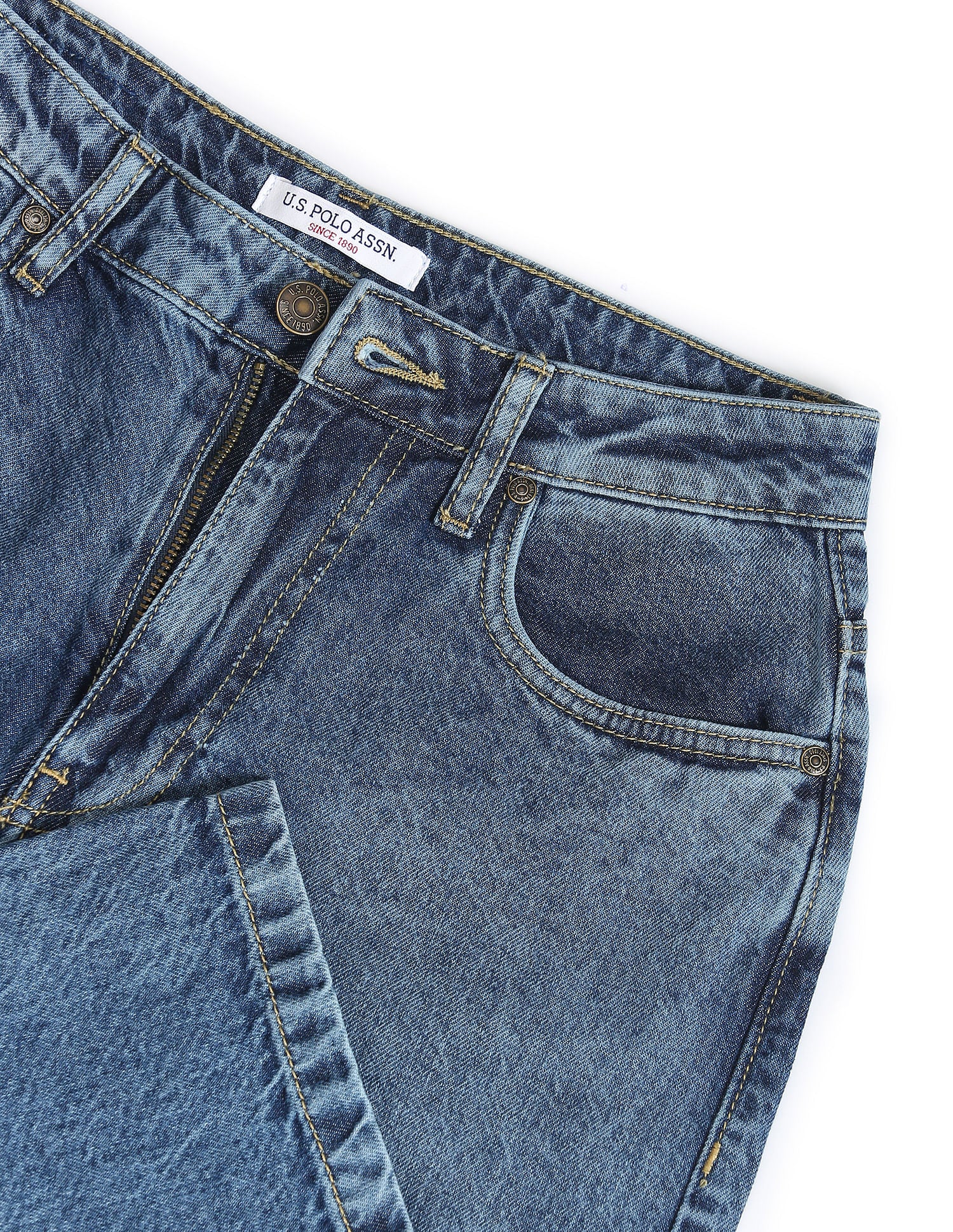 Wide Leg Mid Rise Jeans Blue - U.S. POLO ASSN. | Large