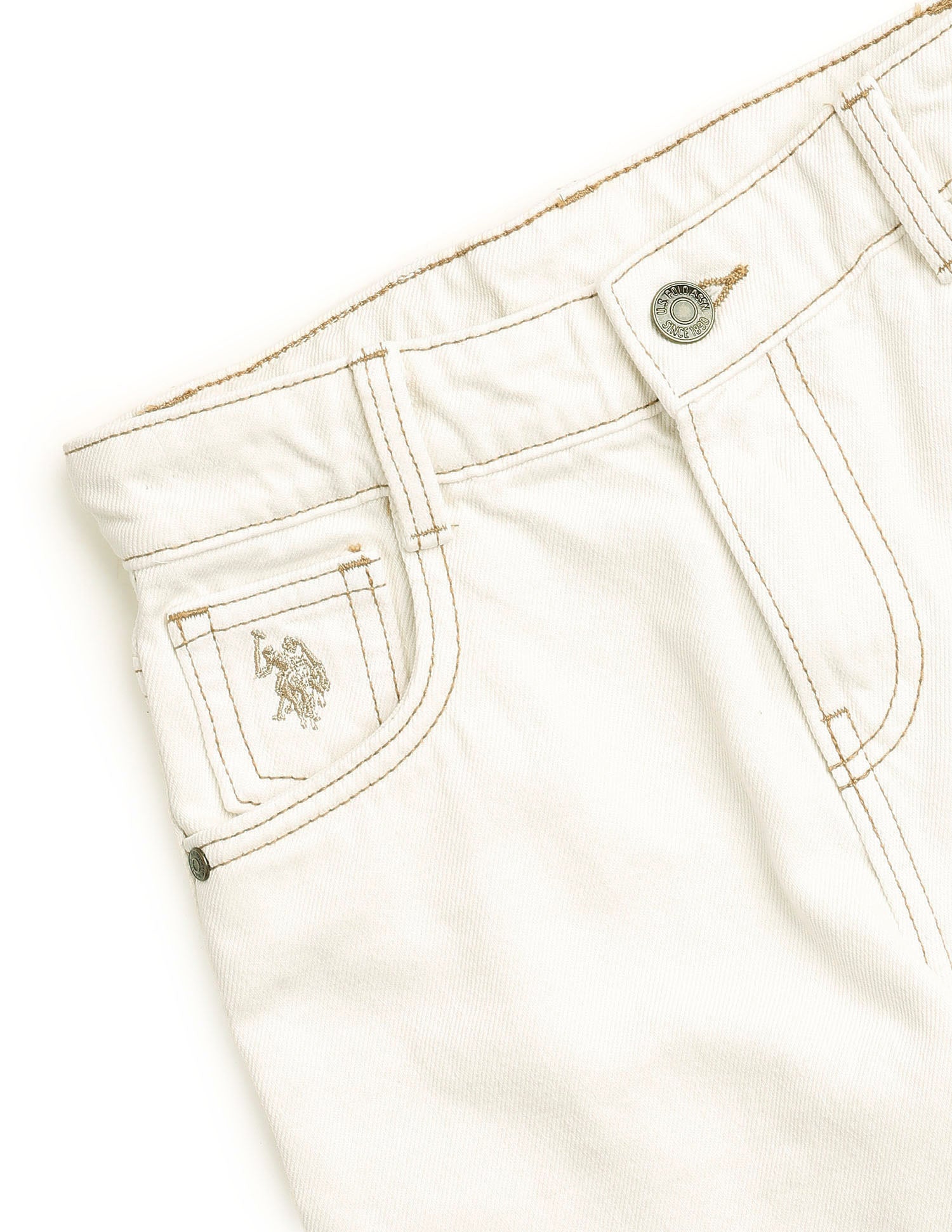 Boys Baggy Fit Cotton Jeans White - U.S. POLO ASSN. | Large
