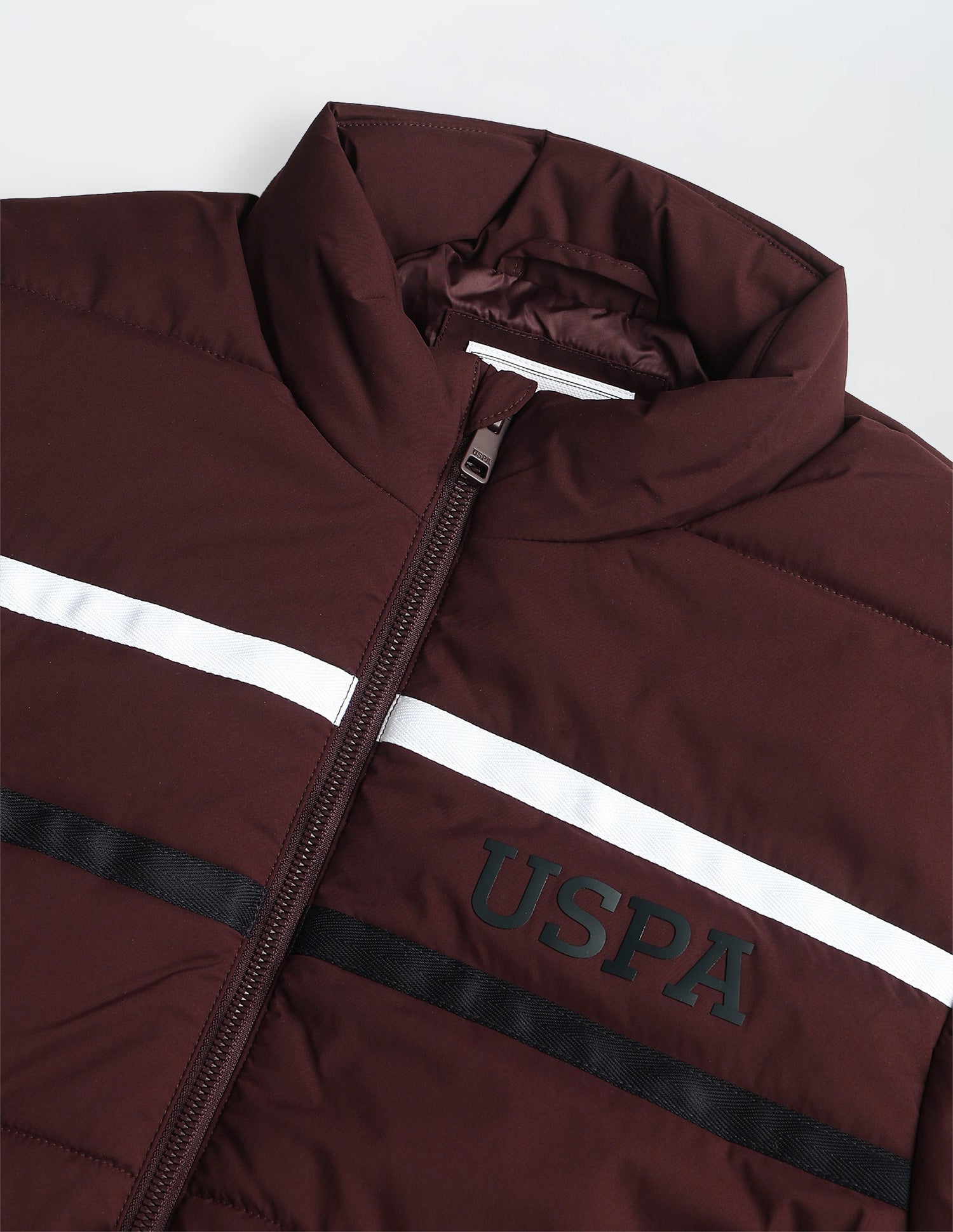 Solid Regular Fit Puffer Jacket Dark Maroon - U.S. Polo Assn. India | Large
