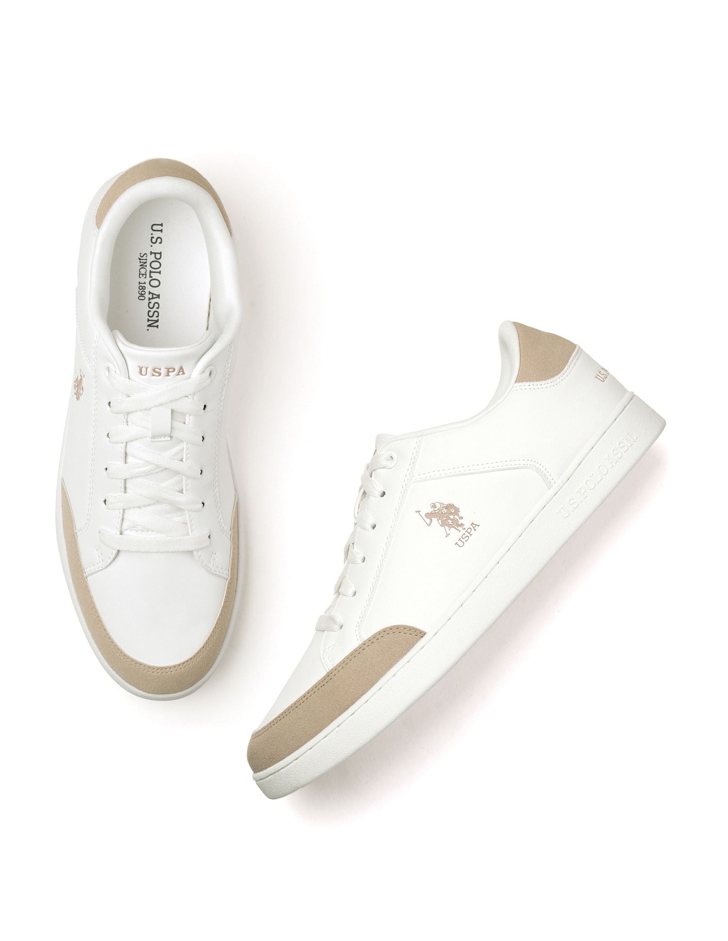 Men Vancer Suede Colourblocked Sneakers Off White - U.S. POLO ASSN. | Large