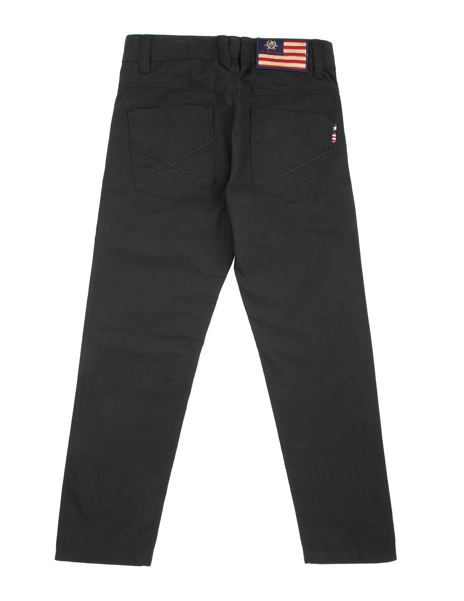 Boys Solid Slim Fit Trousers Black - U.S. Polo Assn. India | Large