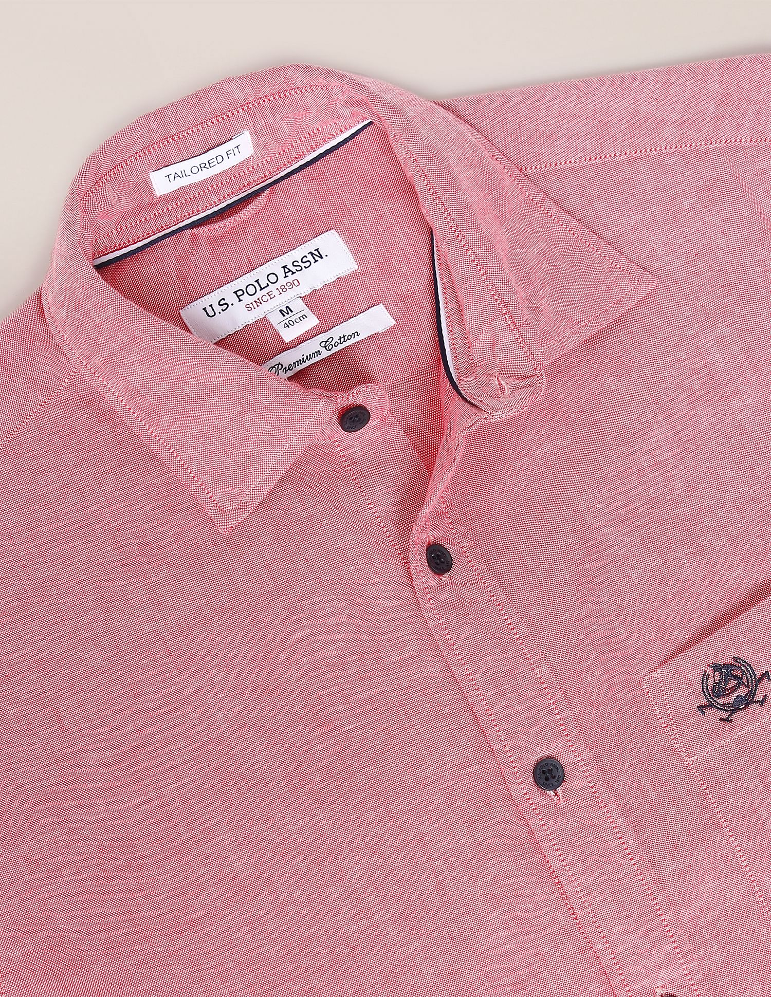Premium Cotton Oxford Casual Shirt Red - U.S. Polo Assn. India | Large