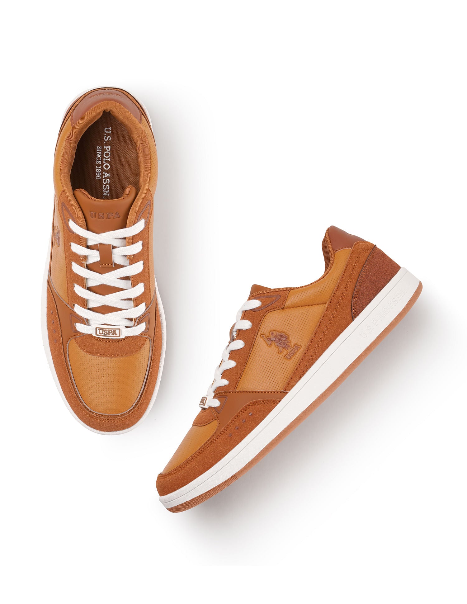 Men Landwin Tan Retro Court Sneakers Tan - U.S. POLO ASSN. | Large