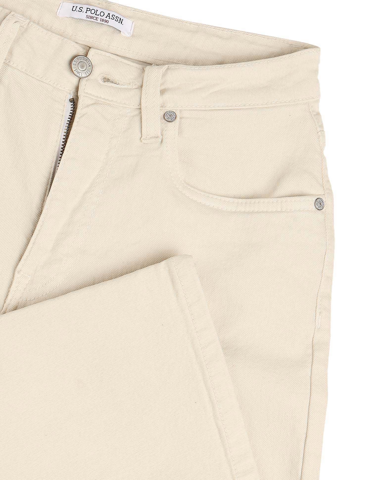 High Rise Wide Leg Jeans Ecru - U.S. POLO ASSN. | Large