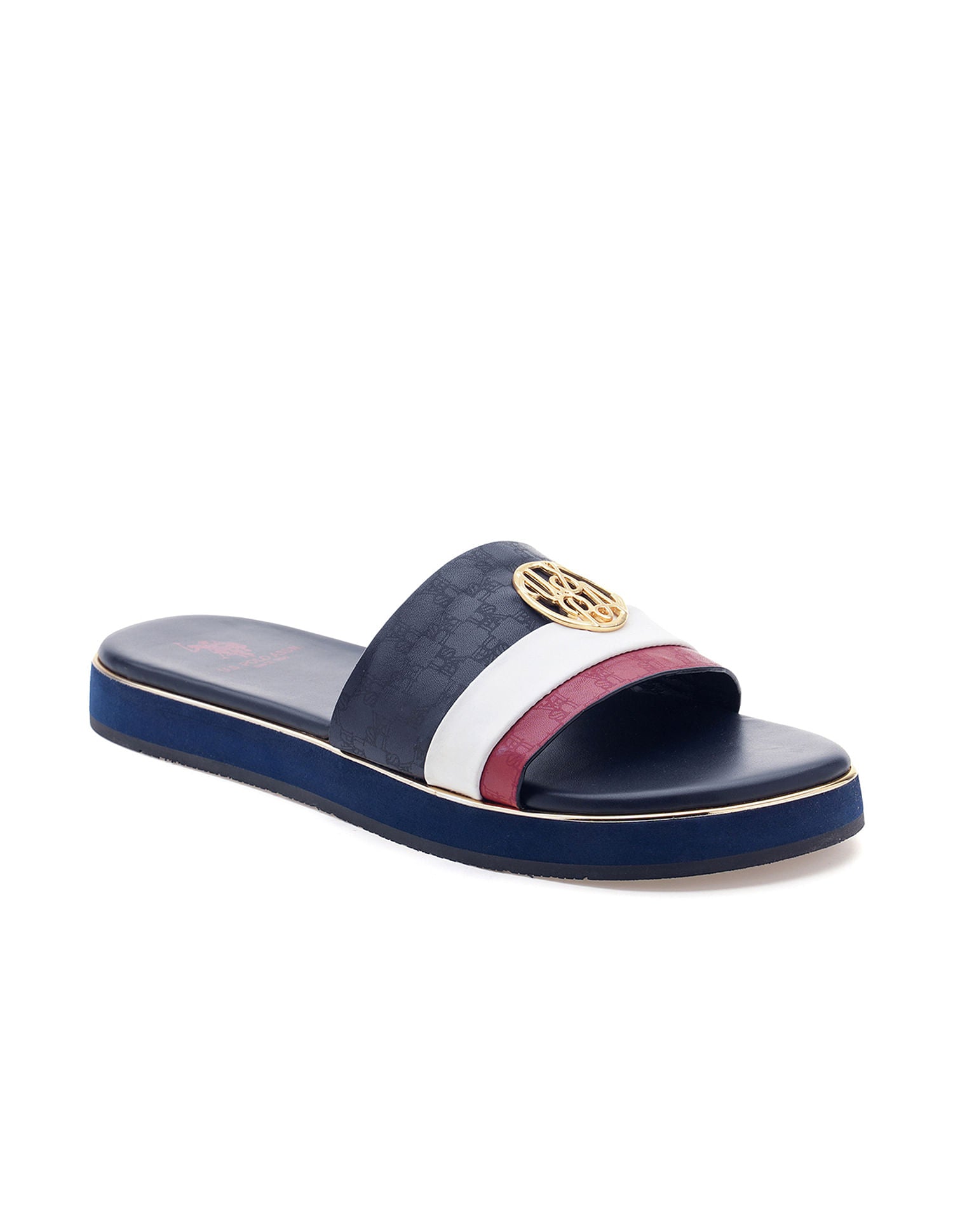 Women Colour Blocked Flat Slippers Navy - U.S. POLO ASSN. | Large