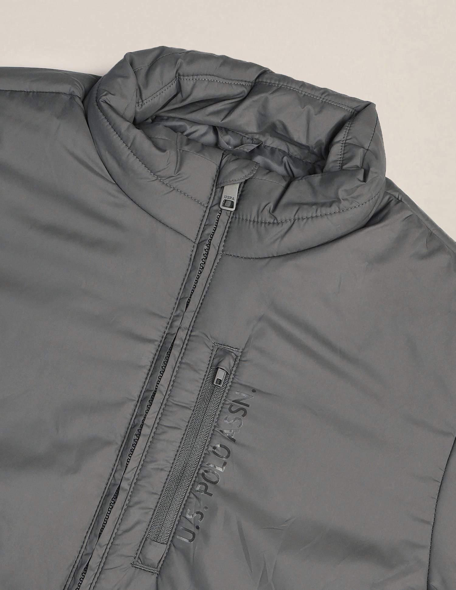High Neck Solid Jacket Grey - U.S. Polo Assn. India | Large