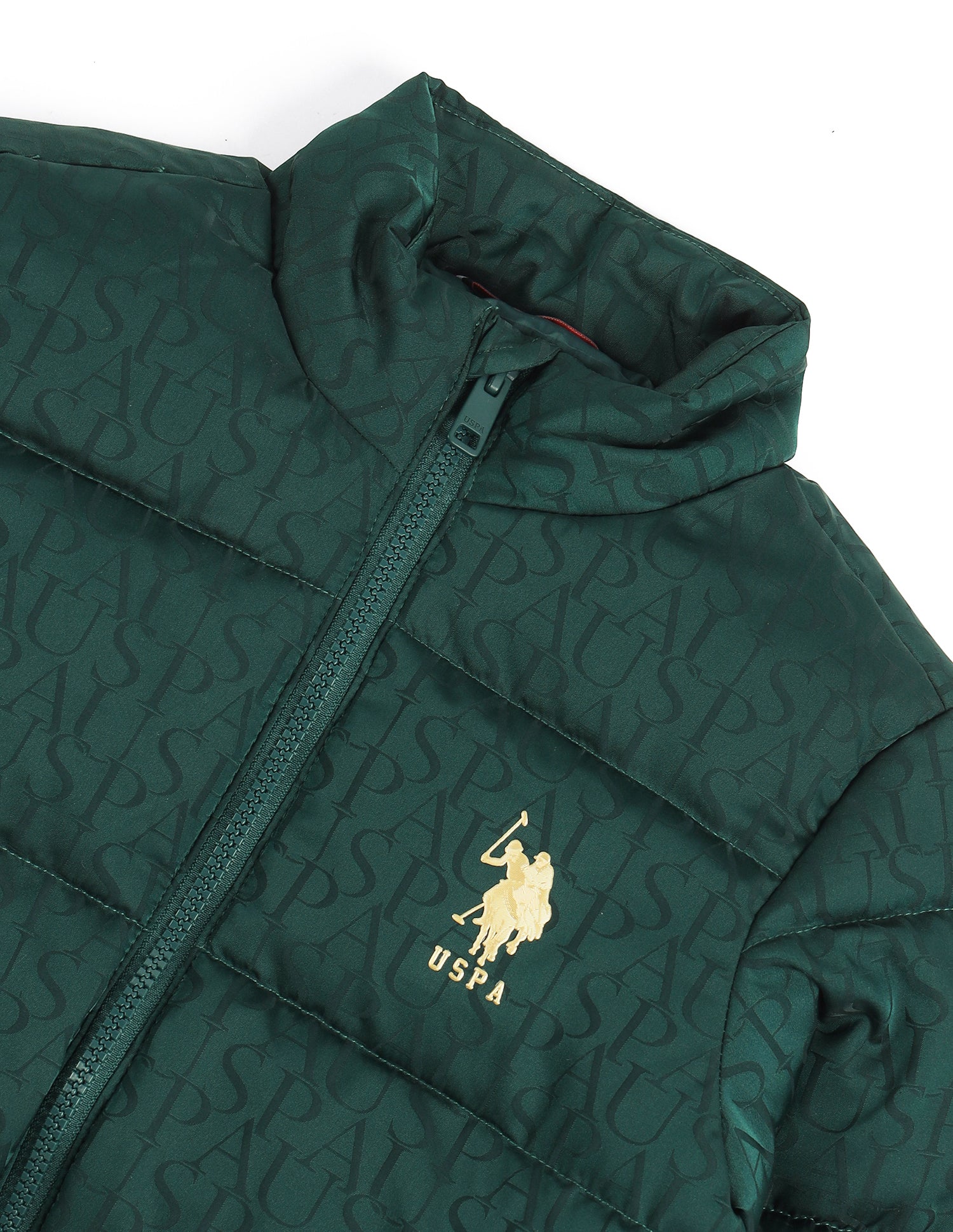 Boys Typographic Printed Mock Collar Jacket Green - U.S. POLO ASSN. | Large