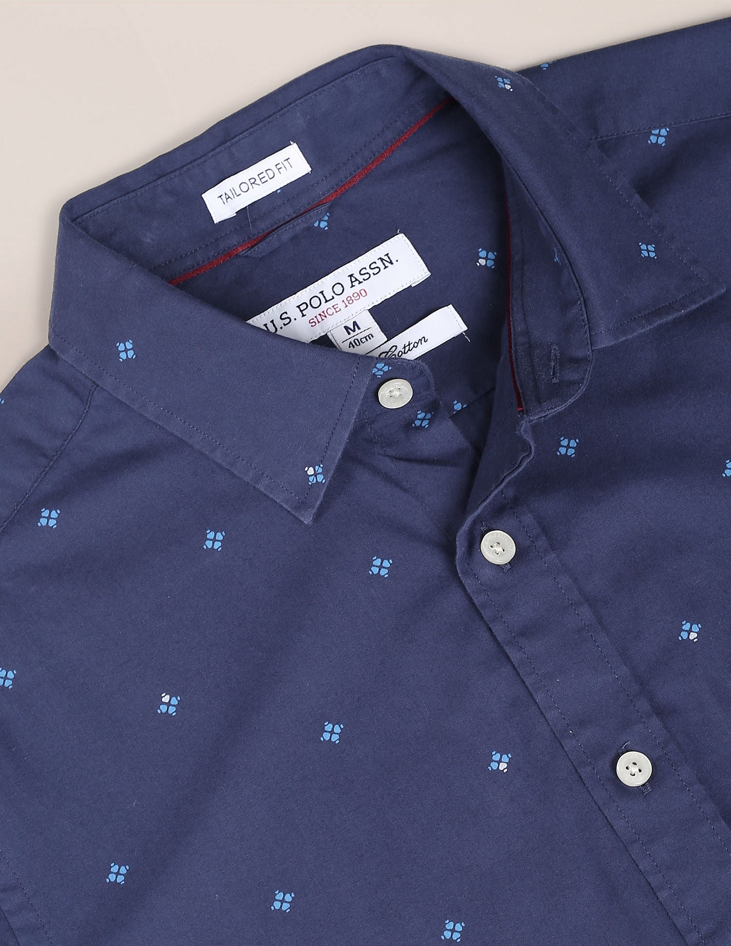 Premium Cotton Geometric Print Shirt Navy - U.S. Polo Assn. India | Large