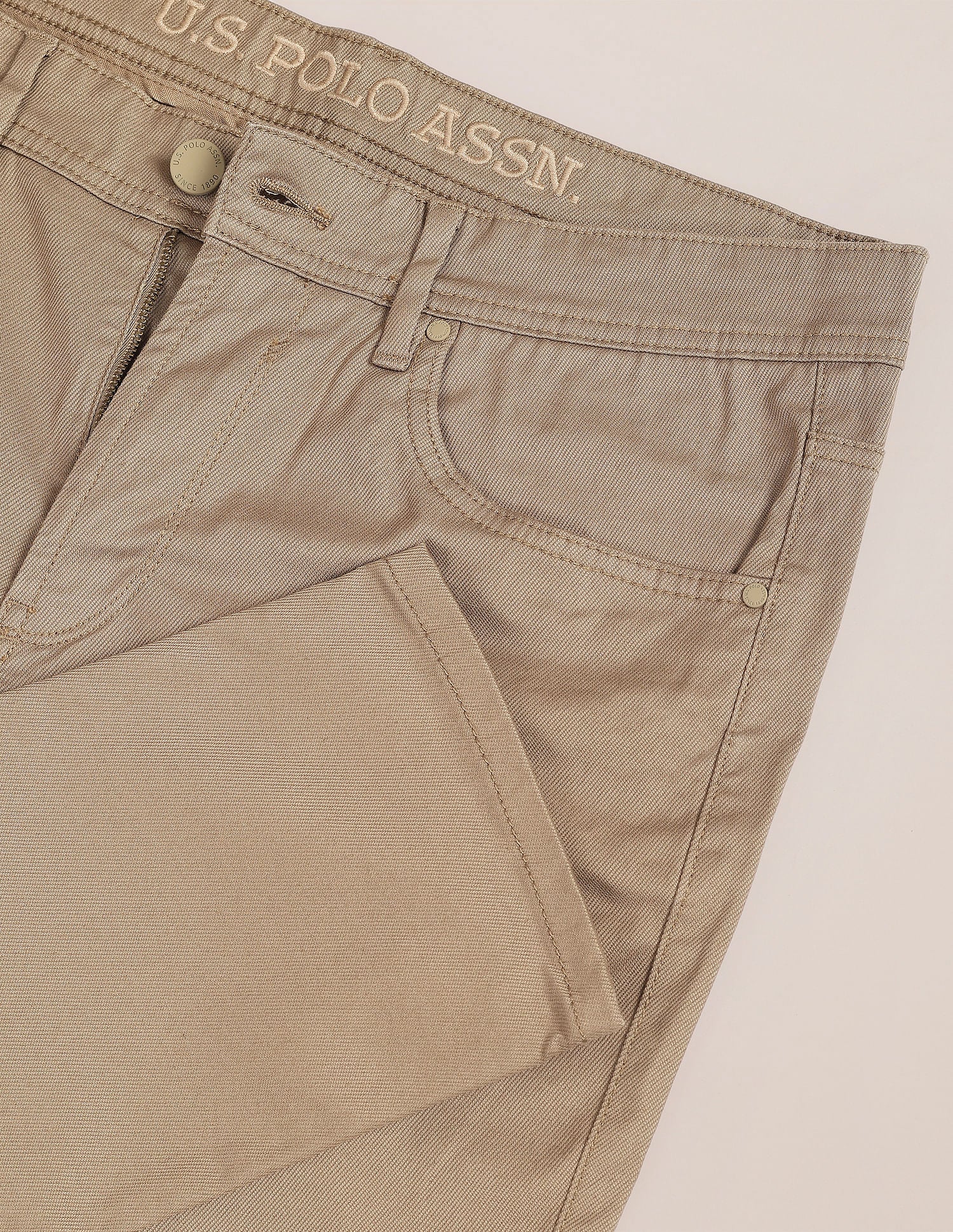 Brandon Slim Tapered Fit Twill Chinos Khaki - U.S. Polo Assn. India | Large