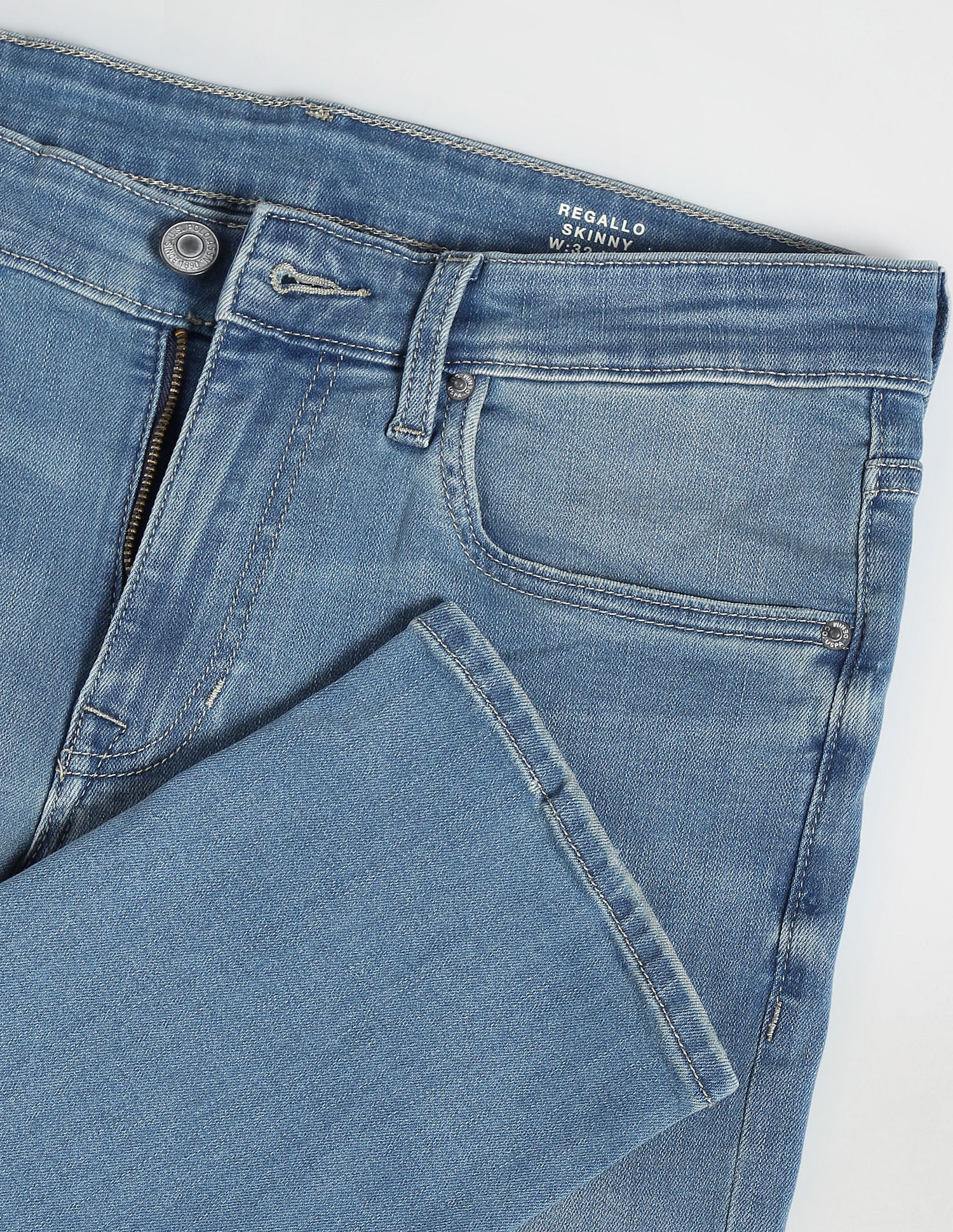 Regallo Skinny Fit Stone Wash Jeans Blue - U.S. Polo Assn. India | Large